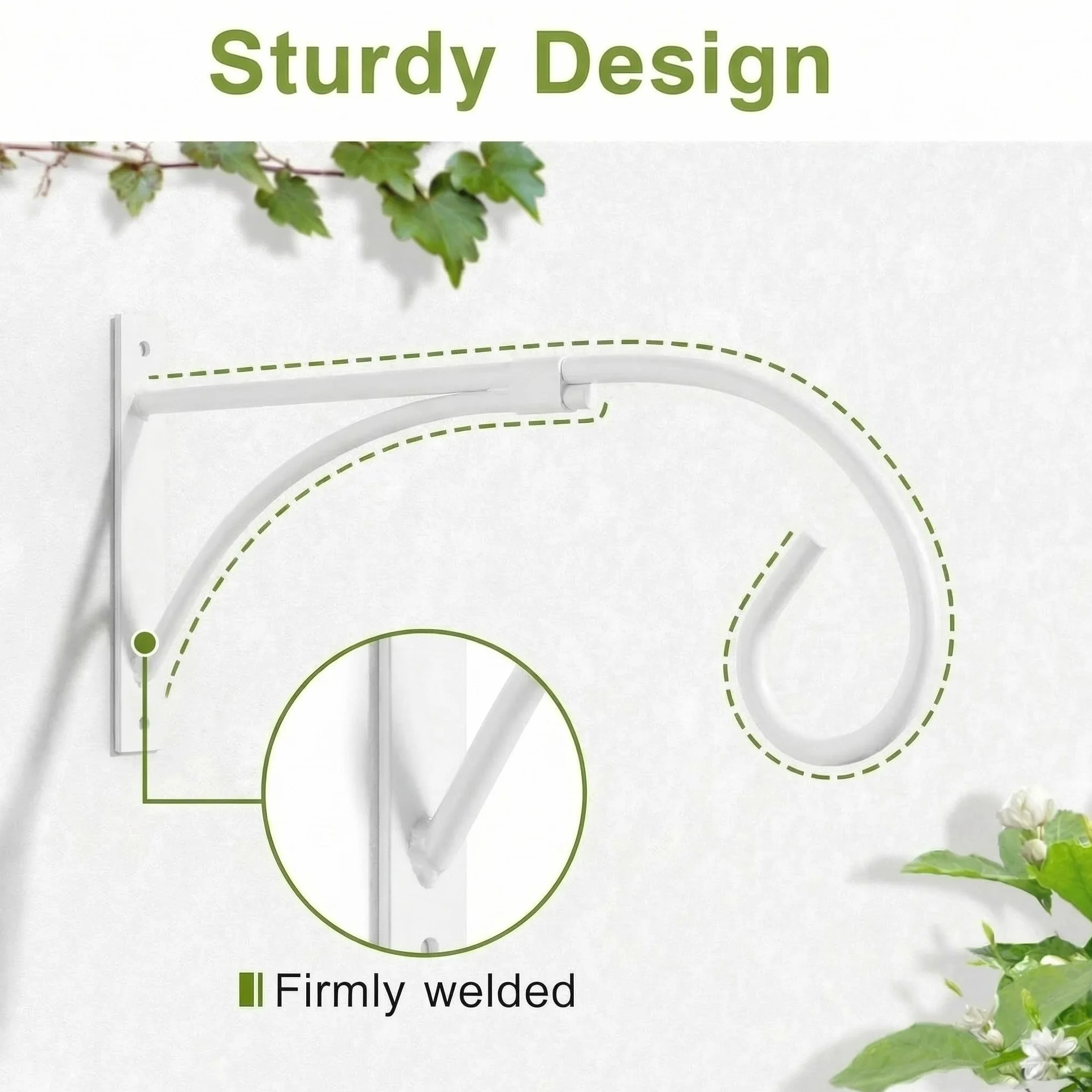 Nuptio Soporte para Cesta Colgante Blanco, Ganchos para Colgar Pared, Soporte para Plantas