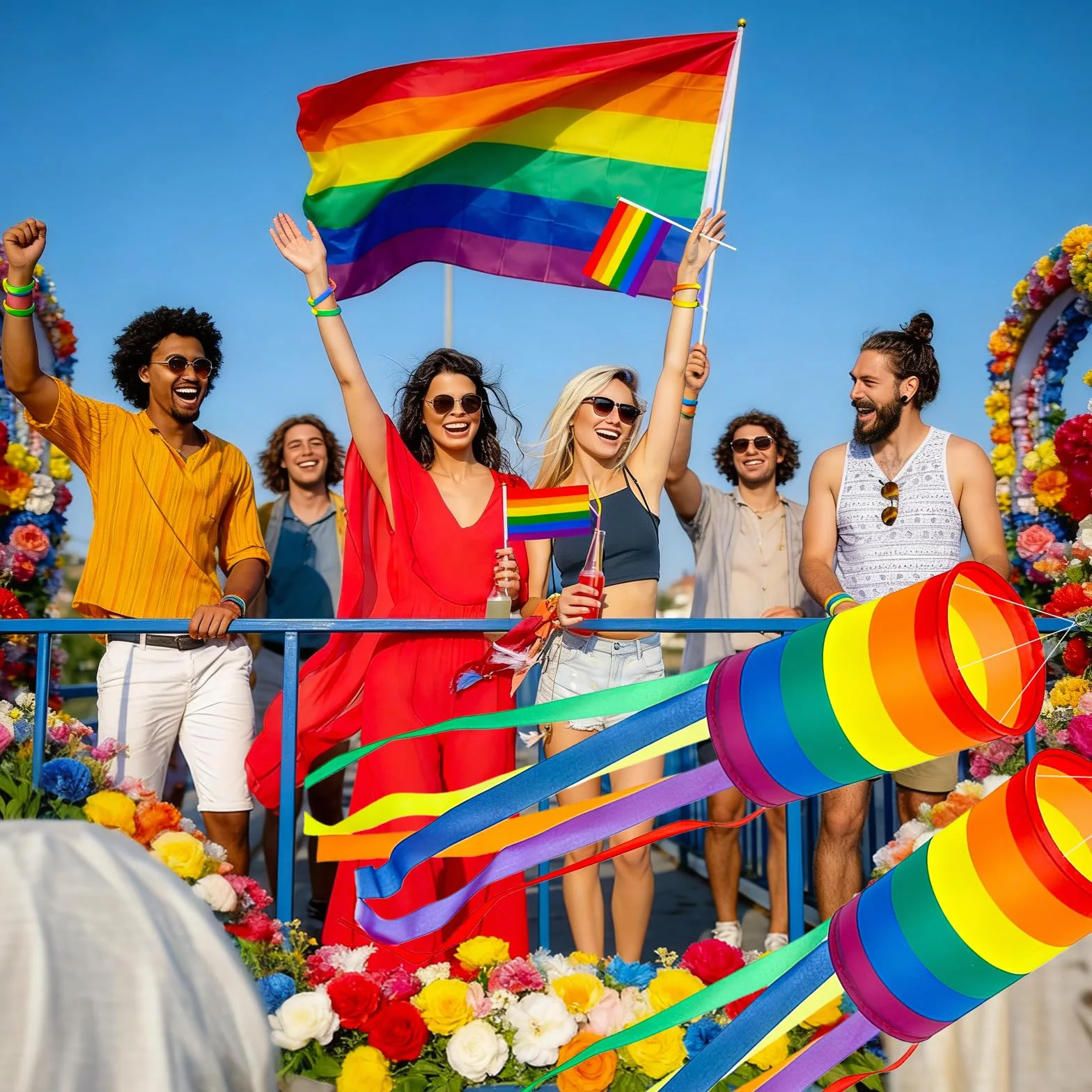 Veletas de Viento Arcoíris, Manga de Viento para Exterior, Bandera del Orgullo Impermeable, 2 Piezas