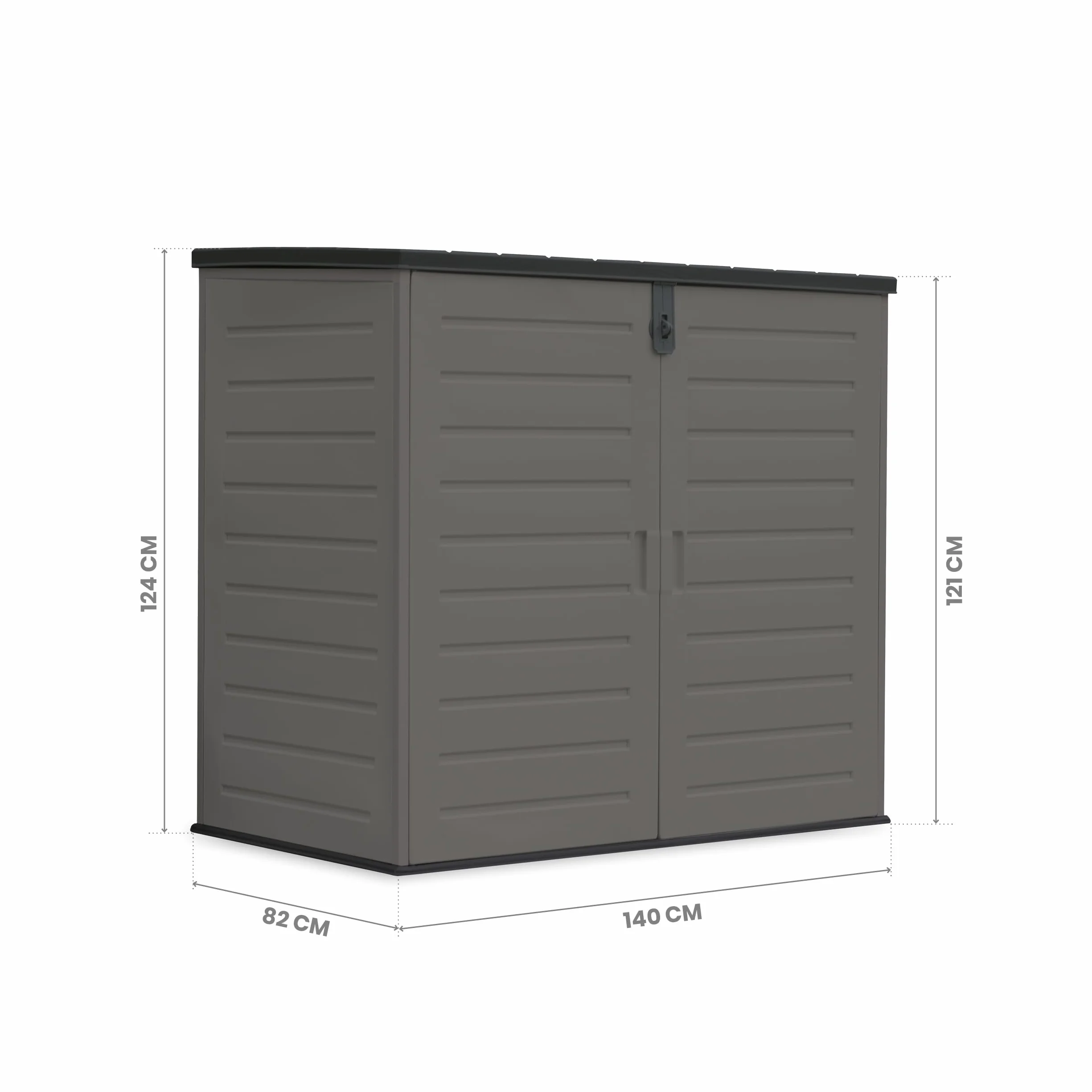 Wasabi Armario Exterior Resina 1170L 140x82x124cm Suelo Incluido Puerta Doble Tapa Abatible Cobertizo Jardín