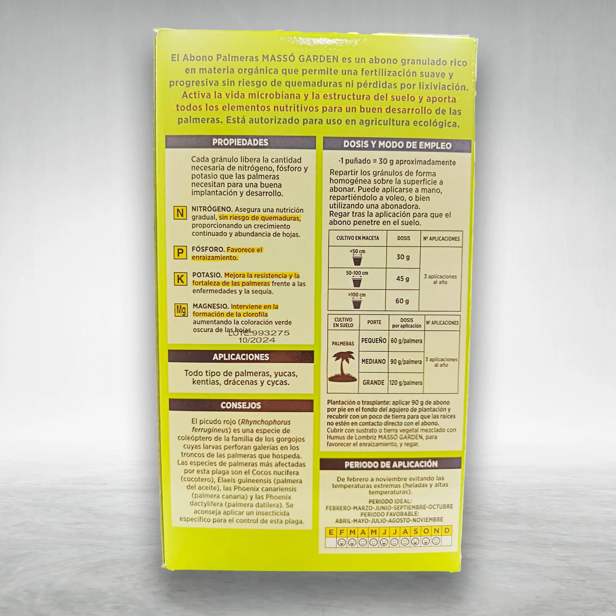 Abono Palmeras Ecológico Granulado 800g MUY EFICAZ Potencia Verdor Hasta 18 Palmeras Fertilización suave y progresiva sin riesgo de quemaduras Nexum Market