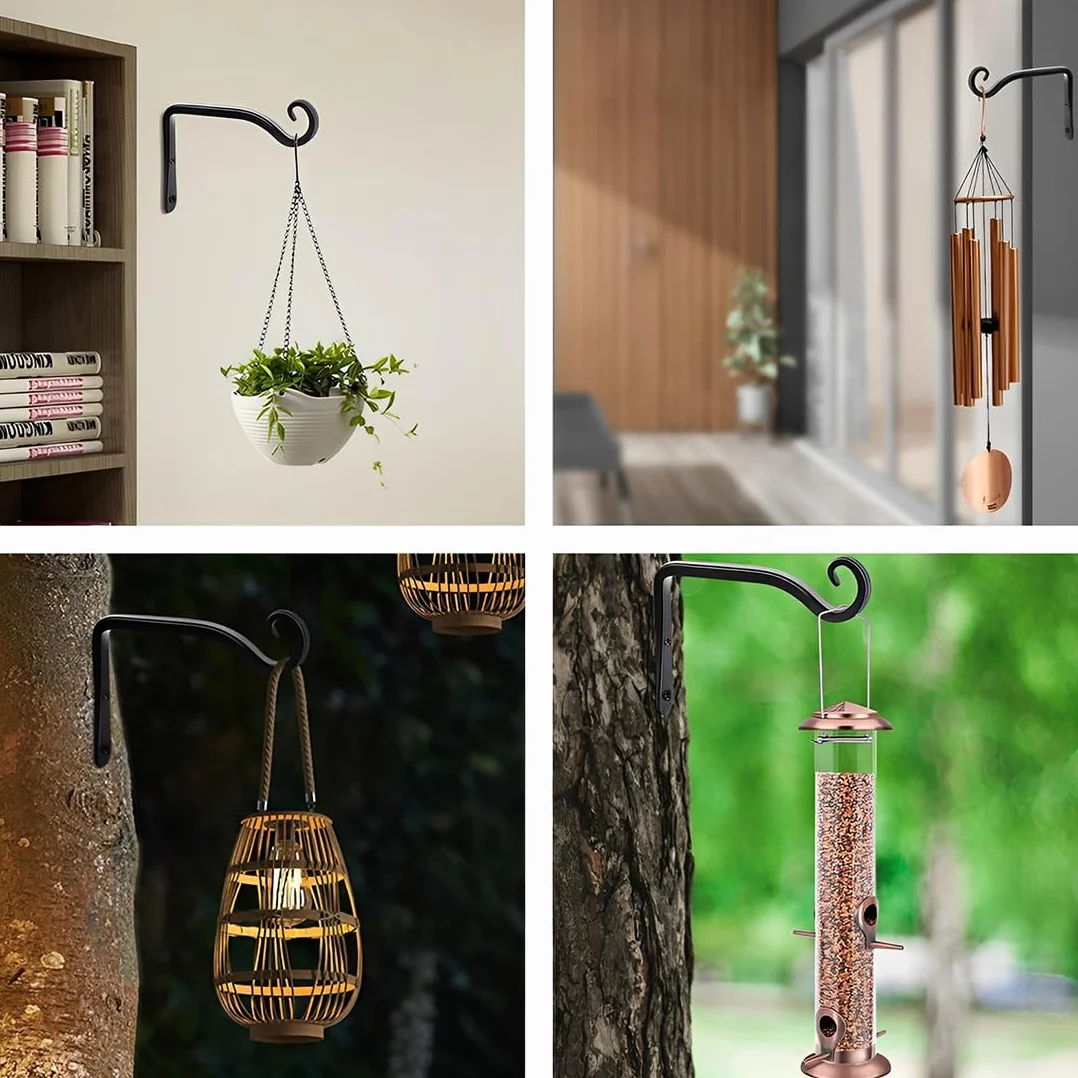 Gancho para Plantas de Pared de Hierro Colgante para Macetas, Comederos para Pájaros, Linternas (18cm)