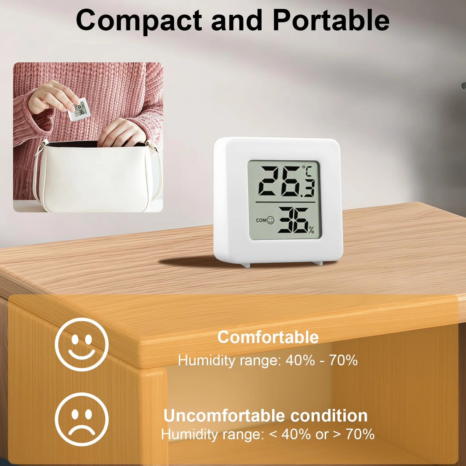 Termometro Digital Higrometro 6 Piezas Pantalla LCD Medidor Temperatura Humedad Hogar