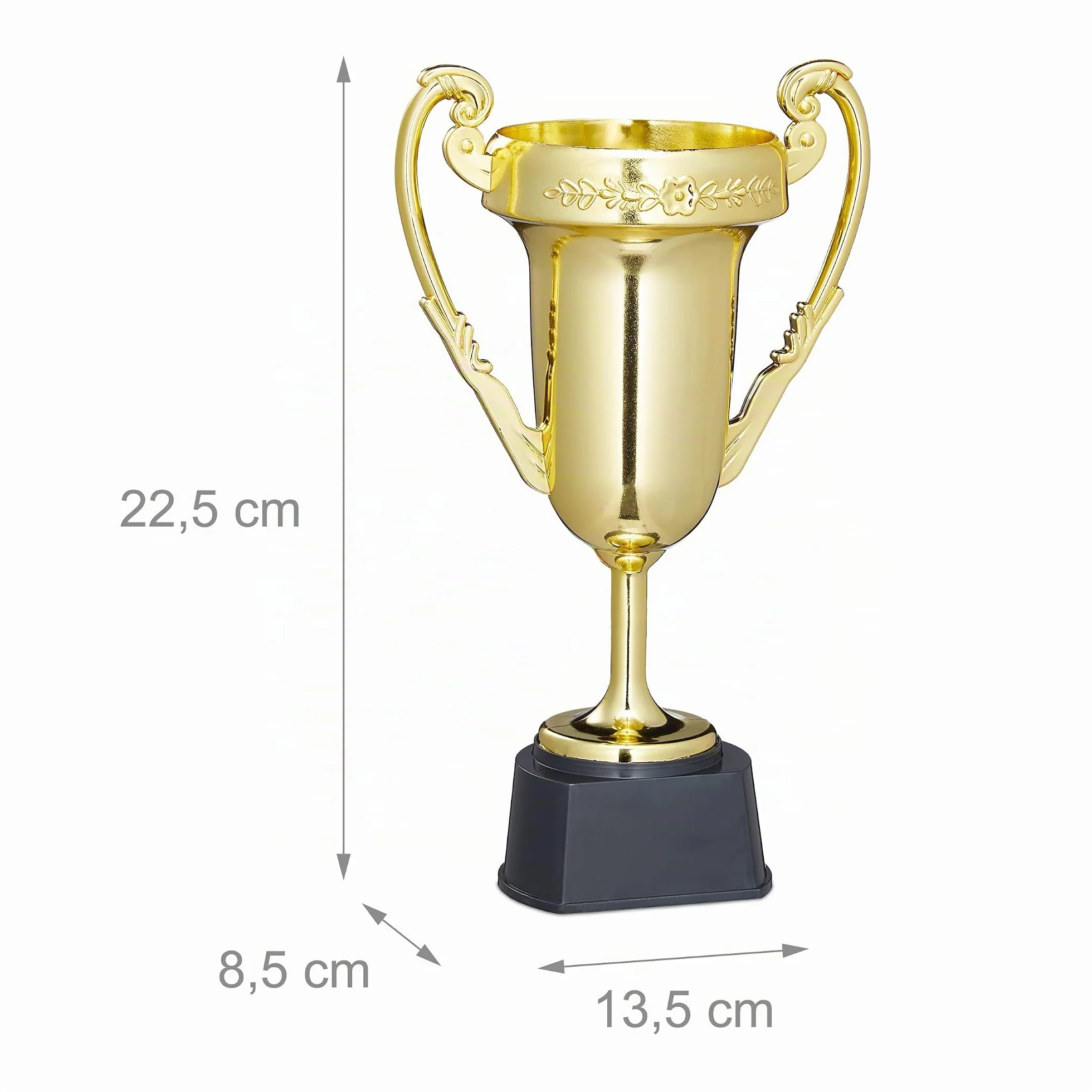 Relaxdays Set 3 Copas Trofeo Ceremonia Premio Torneos Deportivos 22,5x13,5x8,5 cm Multicolor