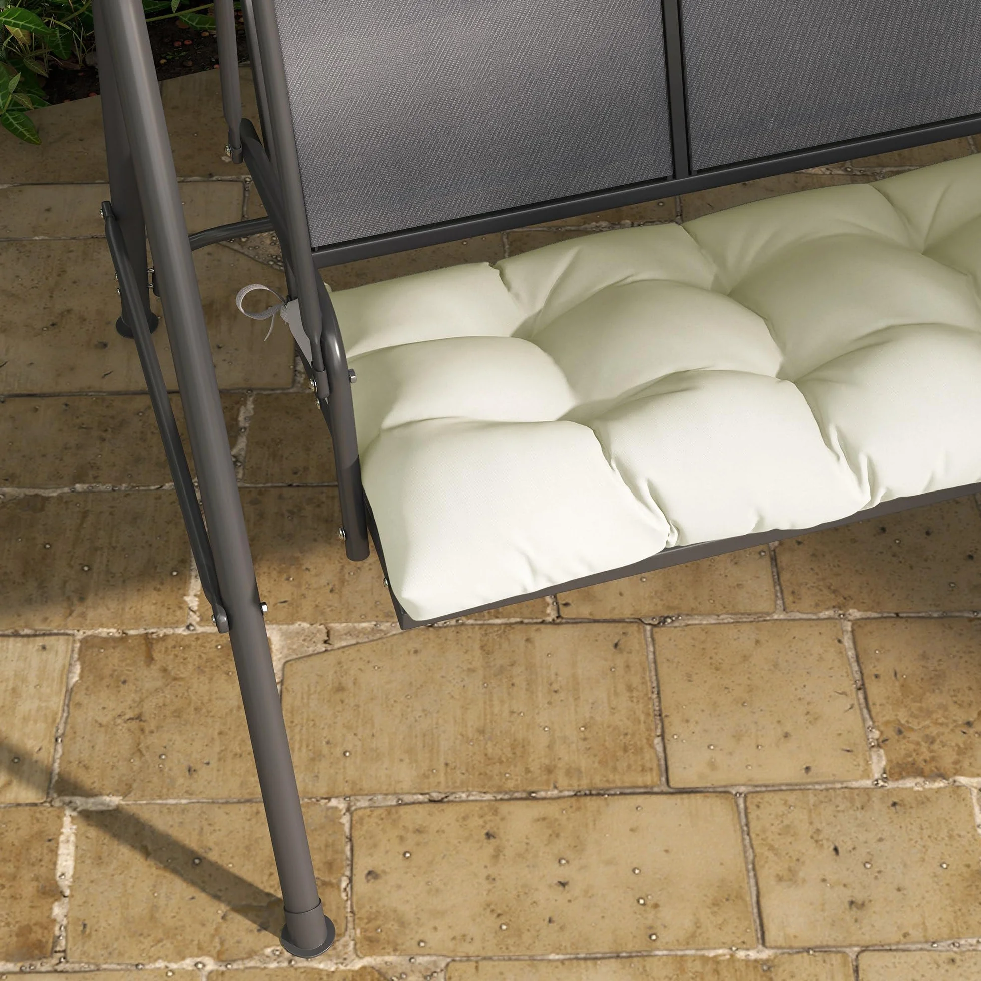 Outsunny Cojín para Banco 128x48x8 cm Impermeable Protección UV 50+ Jardín Terraza Crema