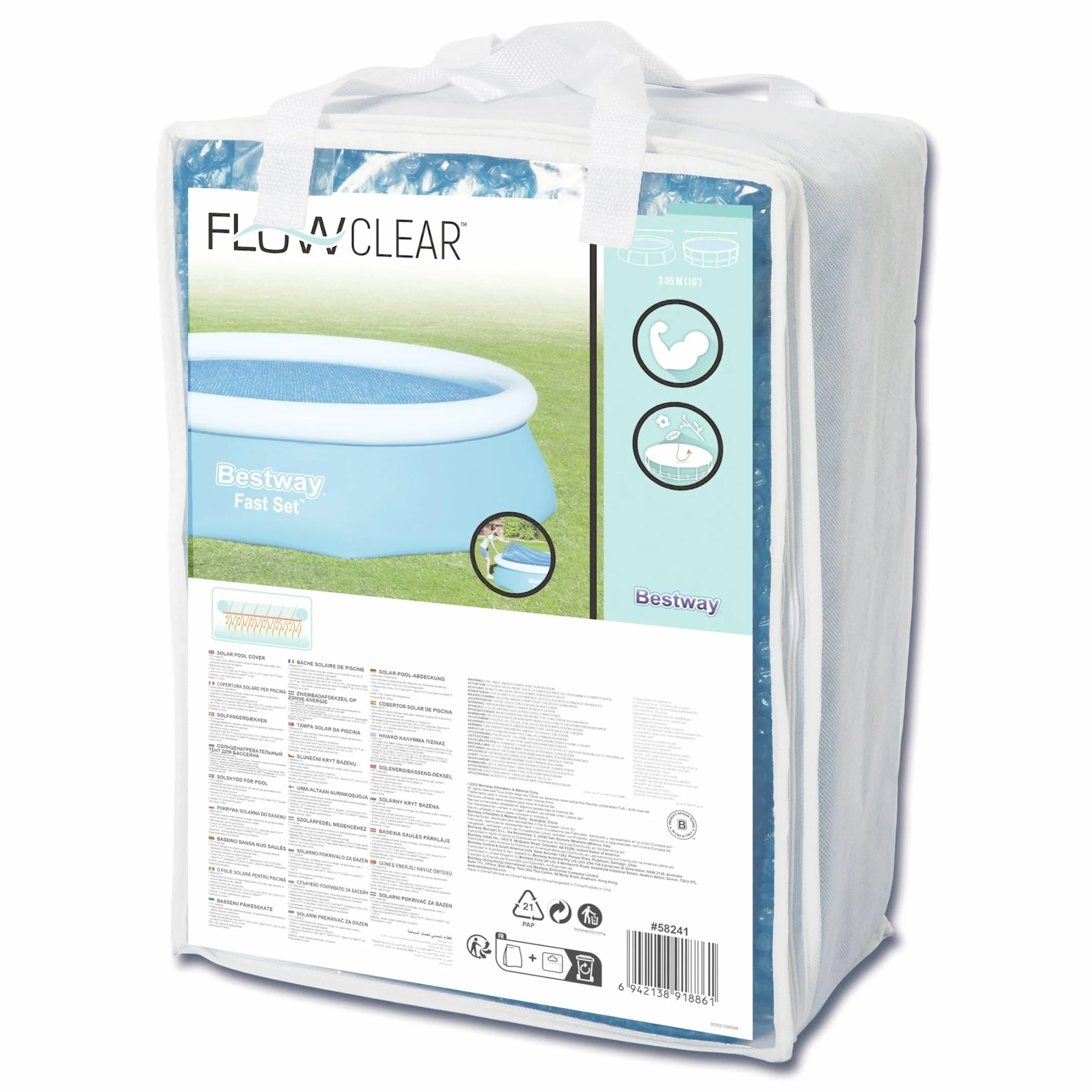 Bestway Cubierta solar para piscina Steel Pro 305 cm