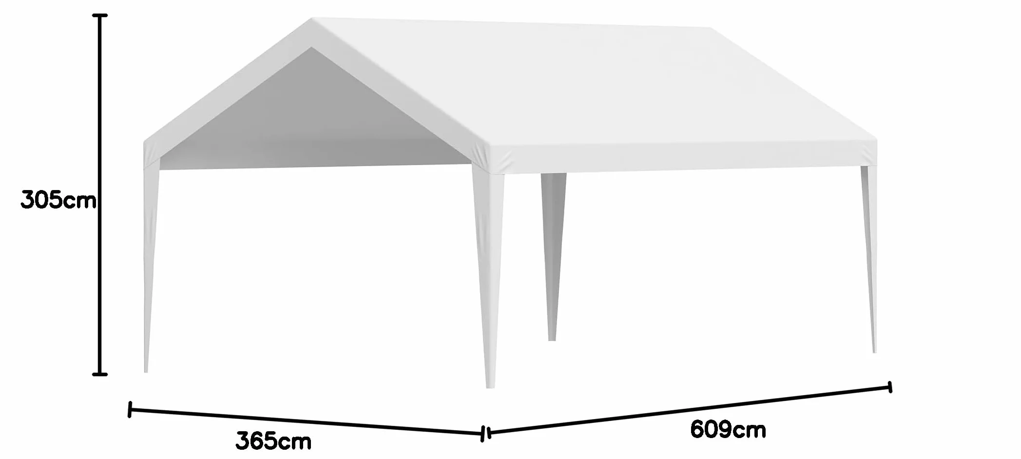VEVOR Toldo de Repuesto para Cochera 6,09 x 3,65 m, Carpa de Garaje de Polietileno Resistente a los Rayos UV, Blanco