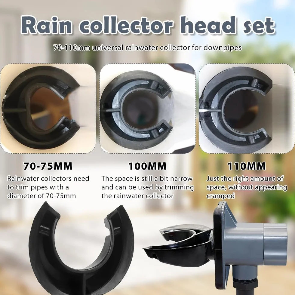 Colector de agua de lluvia para bajantes 70-110 mm, conector tuberías lluvia, techos hasta 80 m²