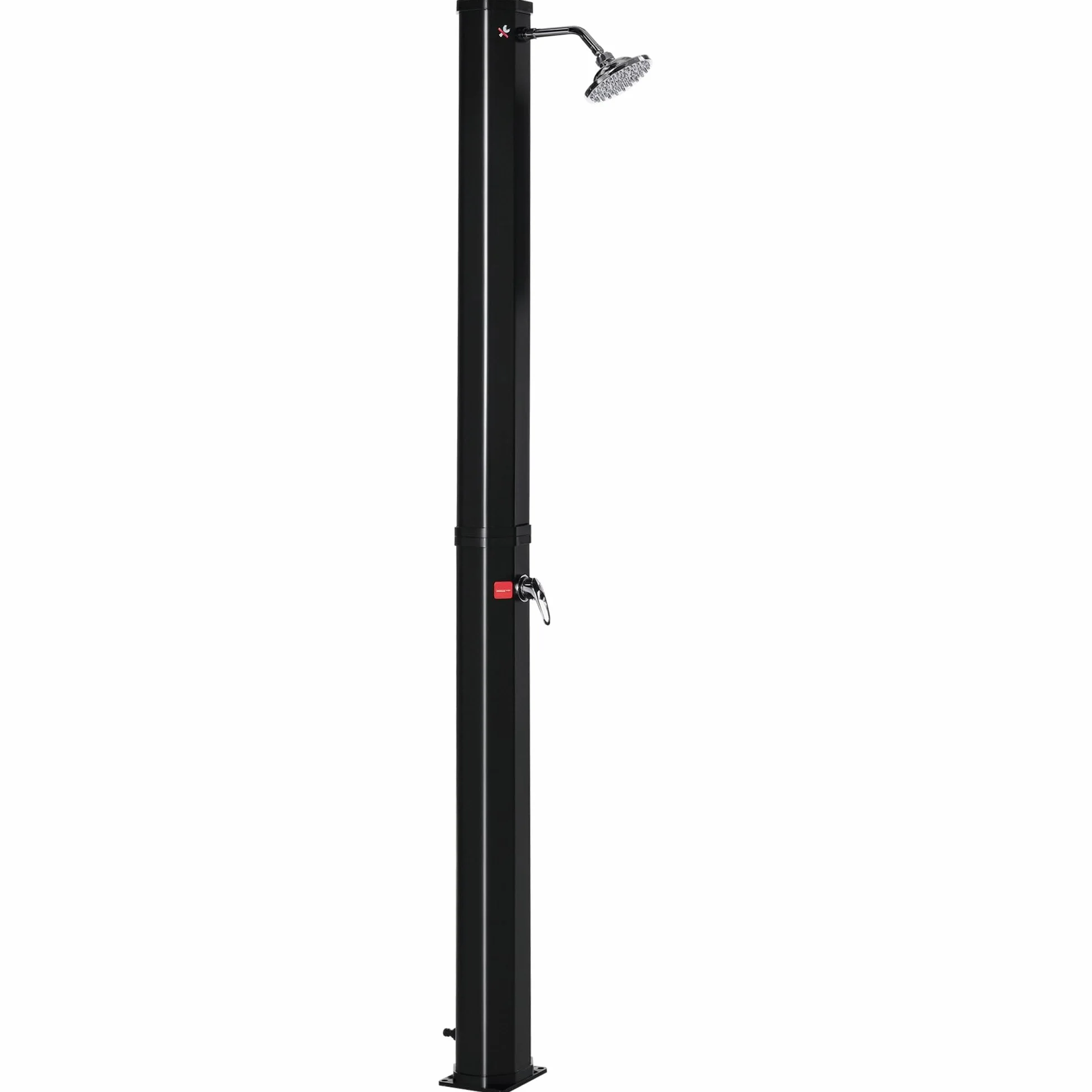 Outsunny Ducha Solar Climatizada de Jardín 55° 35L con Mezclador para Exteriores, Piscina y Camping, Negro