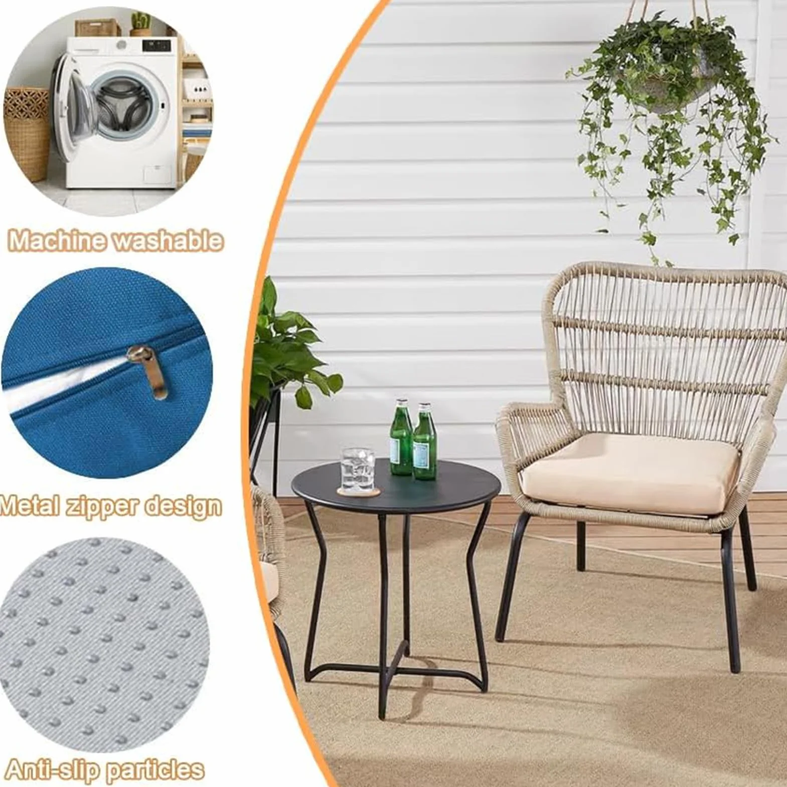 Funda Impermeable para Cojín de Asiento Exterior 60x60x10cm 4pcs Gris
