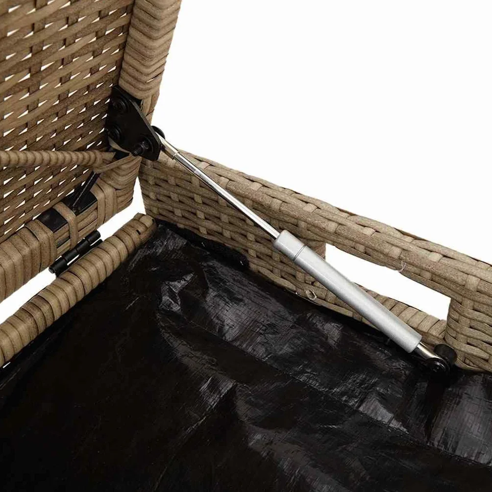 vidaXL Banco de almacenaje con cojín Beige 100 cm ratán sintético