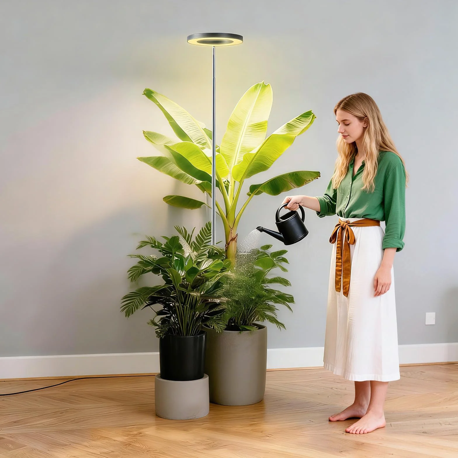 Niello Lámparas de cultivo para plantas de interior, lámparas de espectro completo con temporizador de 6/12/18 horas, 3 modos de color, lámpara de cultivo ajustable en altura de 25 a 165cm