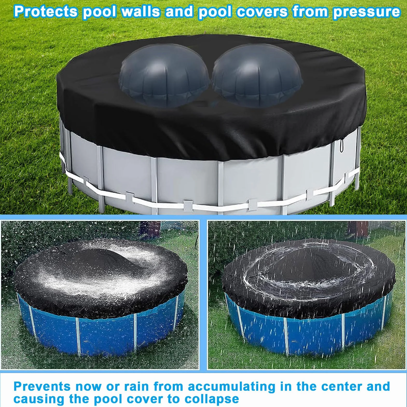 Cojín de piscina para invierno, 2 unidades, 48 x 48 pulgadas, almohada inflable