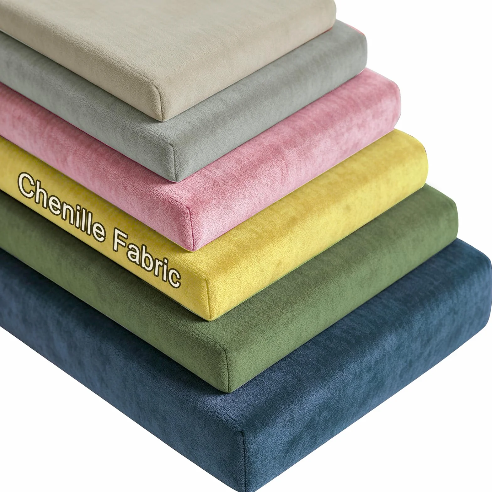 Cojines de Banco a Medida Espuma Alta Densidad Funda Desmontable Fondo Antideslizante Interior Exterior Chenille Grosor 5cm