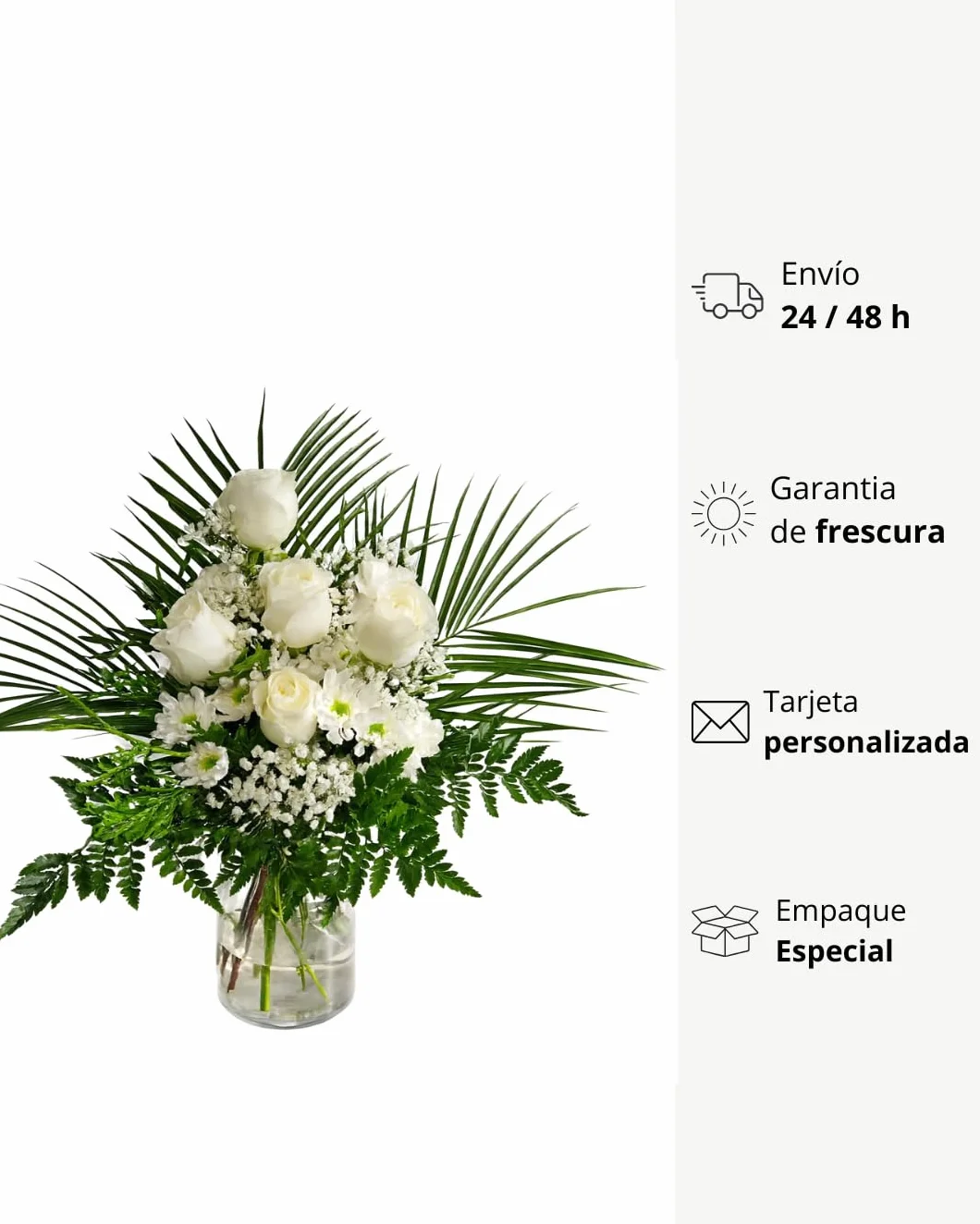 Ramos de Flores Naturales Rosas Blancas para Condolencias Ofrenda Floral Fresca Envío 24 h
