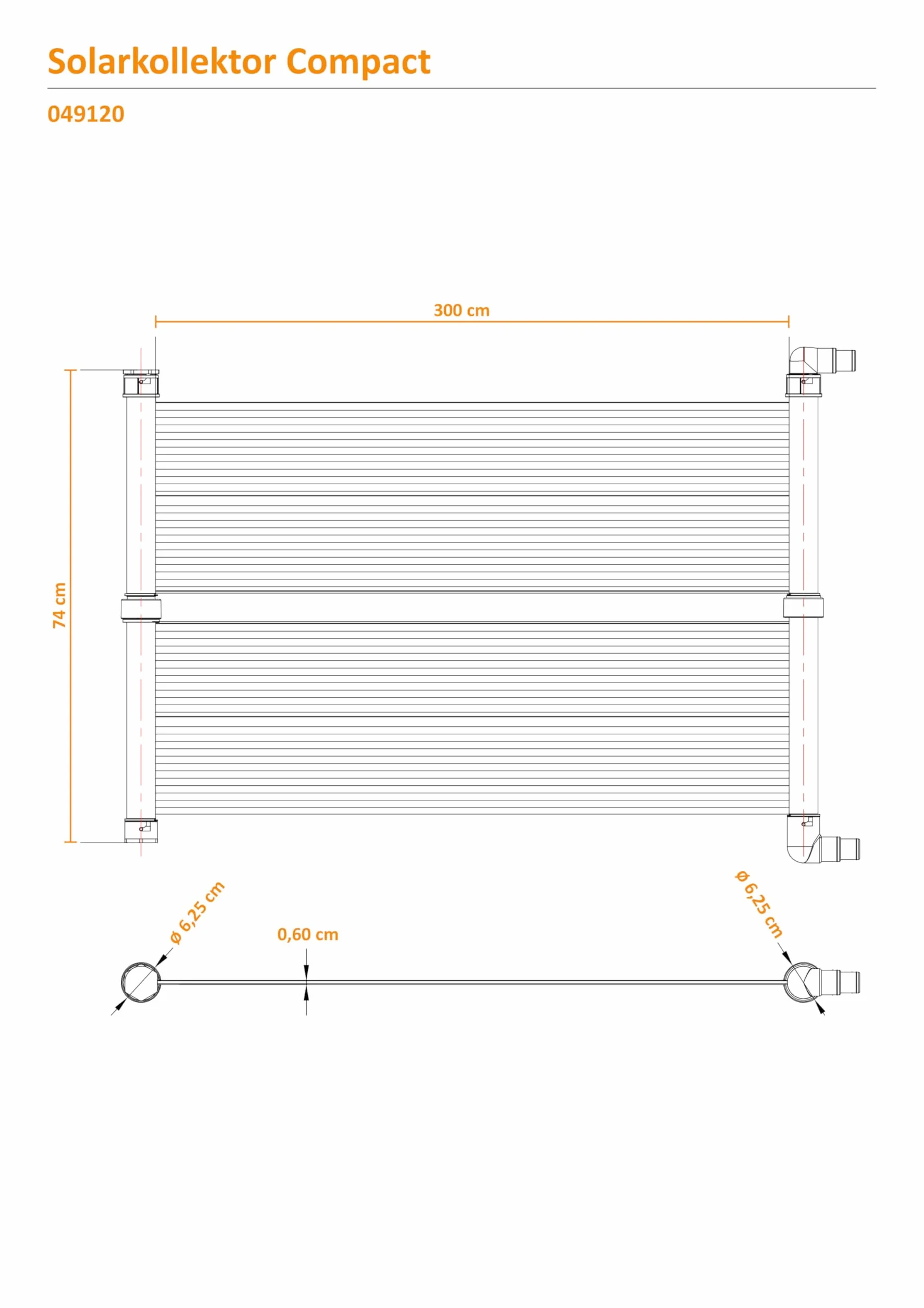 Speed Solar Sun 49120 Calentador solar de piscina polietileno baja densidad 0,7 x 3 m para piscinas hasta 12 m³ conector 32/38 mm