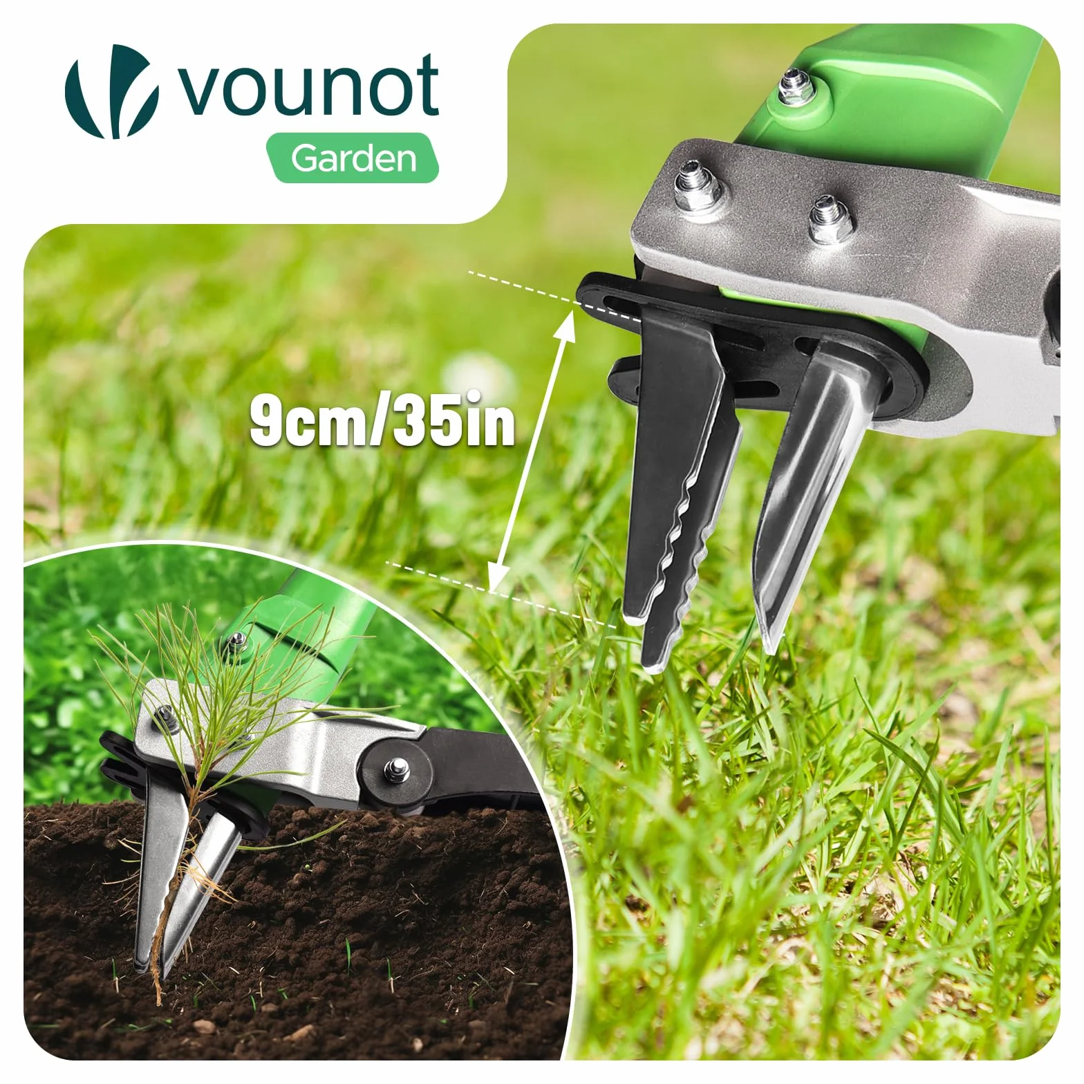 VOUNOT Extractor de Malezas de Jardín con Garras de Acero Inoxidable y Pedal, 100cm