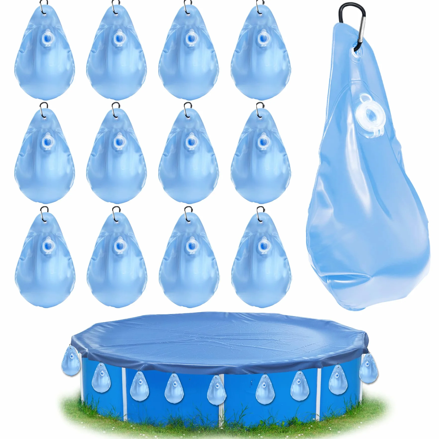 TZEKING 12 Unidades Bolsa Colgante para Cubierta de Piscina, Pesas con Gancho, PVC a Prueba de Fugas