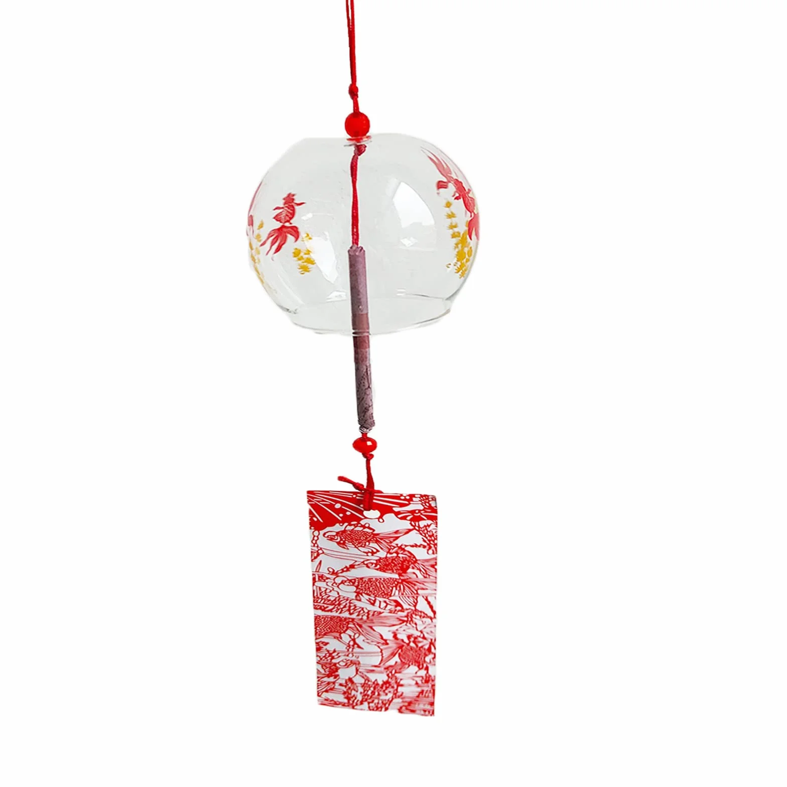 Japonesas campanas de viento de cristal rojo colgantes para decoración interior de coche