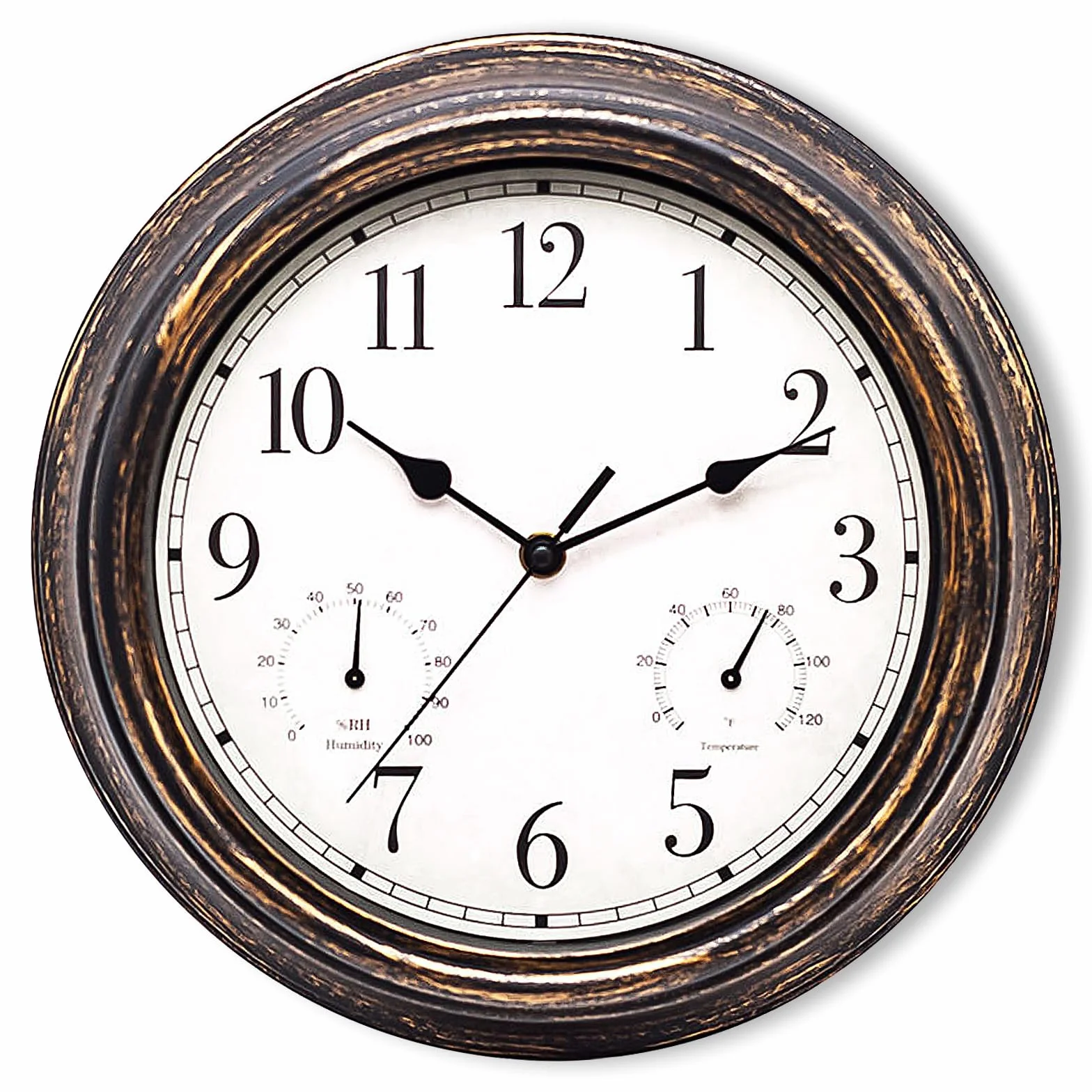 SUNOYA Reloj de jardín exterior 30 cm resistente al agua termómetro higrómetro reloj de pared retro