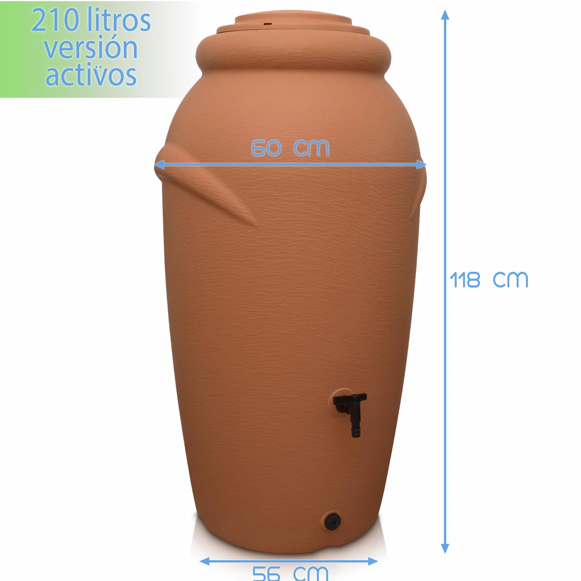 YourCasa Deposito Agua Lluvia 210 litros Barril Lluvia Resistente Heladas Plastico Grifo Terracota