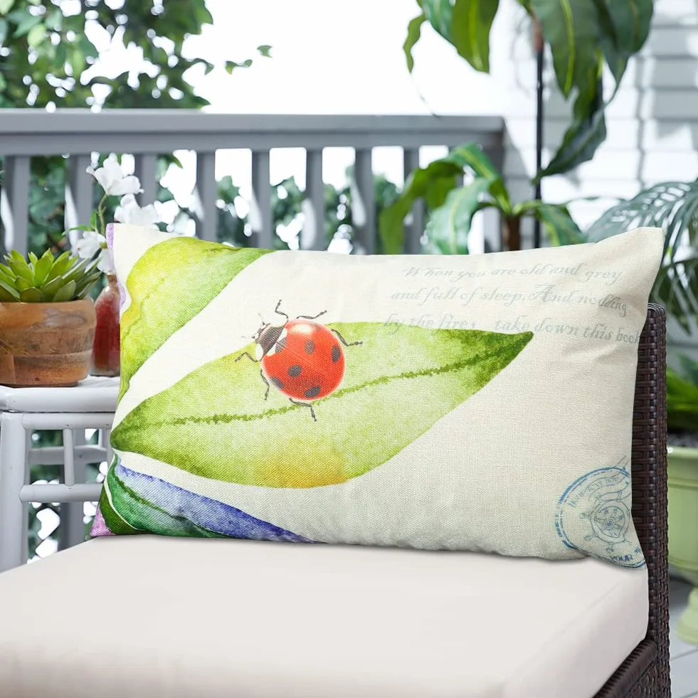 Artscope Fundas Impermeables para Cojín 12x20 Pulgadas, Juego de 4, Decorativas para Exterior, Patio, Jardín, Sala de Estar