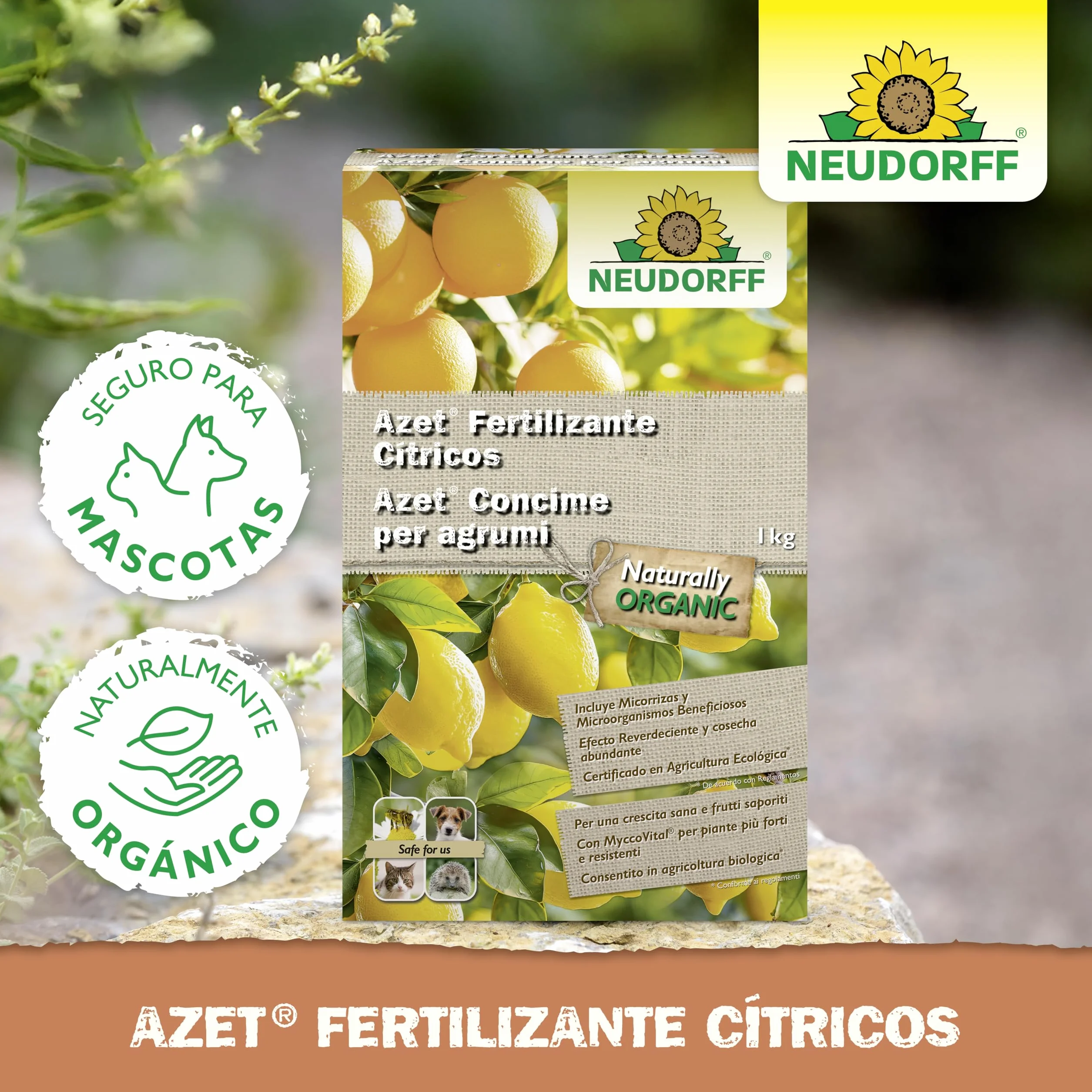Neudorff Azet Fertilizante Cítricos 1 kg – Fertilizante orgánico de liberación lenta con micorrizas
