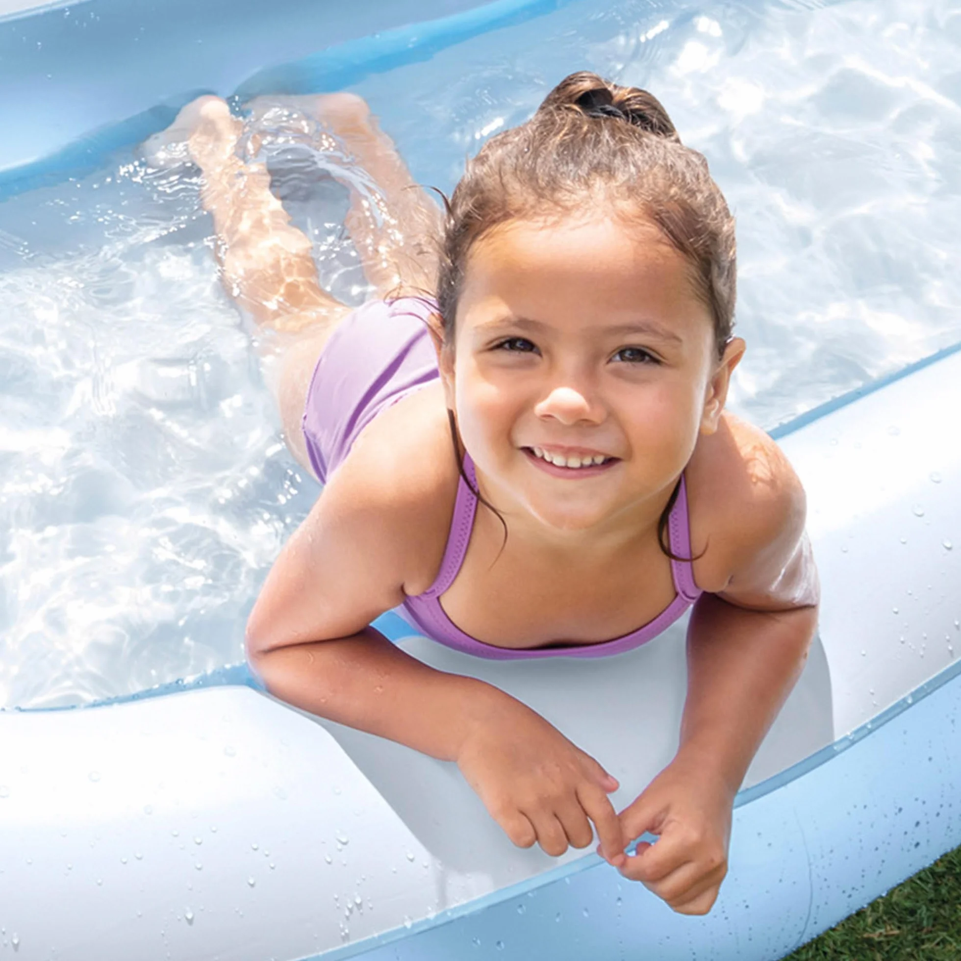 Intex Piscina Hinchable Infantil Rectangular 166x100x25 cm 90 litros Suelo Hinchable Azul para niños Parche reparación