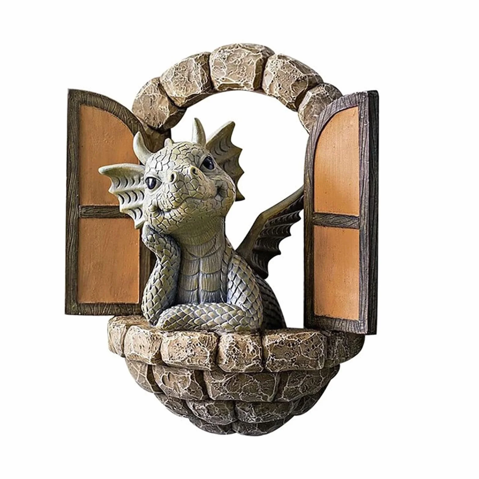 Escultura de dragón de resina para jardín, patio y pared, decoración de árbol