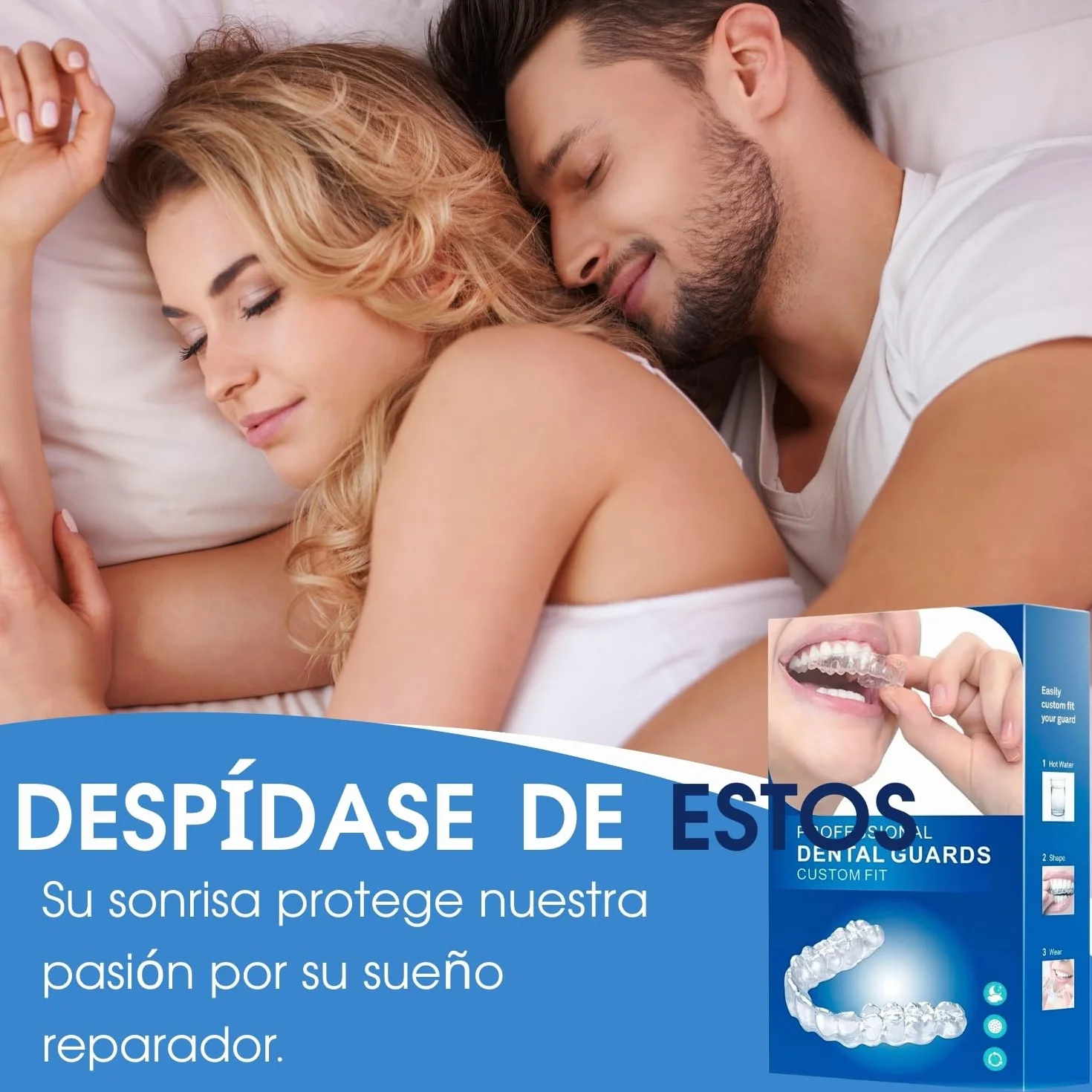 Ferula Descarga Bruxismo 4 Piezas 2 Tamaños, Protector Bucal para Dormir, Antironquidos