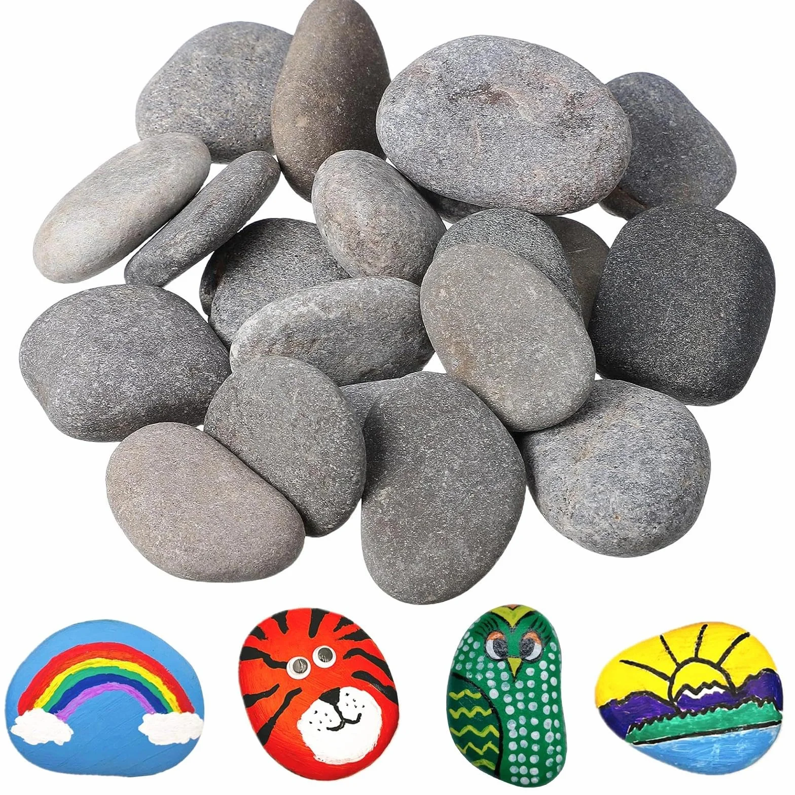 Kit de Pintura para Niños Piedras Decorativas 24 Piezas 3-5 CM Creativo Juego de Pintura de Roca Manualidades