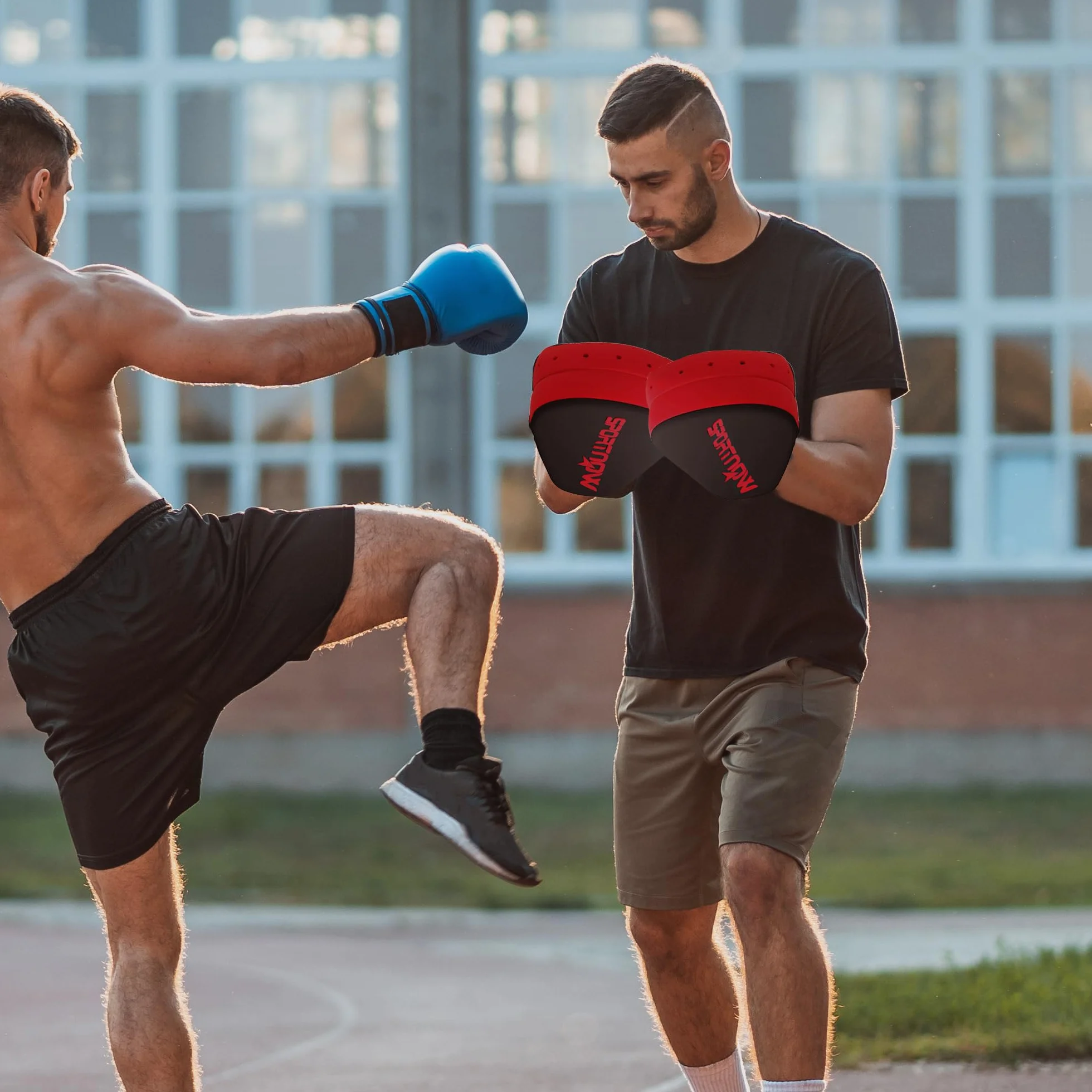 SPORTNOW Manoplas de Boxeo Paos Muay Thai MMA Curvadas para Entrenamiento de Boxeo Karate Taekwondo Kickboxing Training Almohadilla para Sparring Artes Marciales