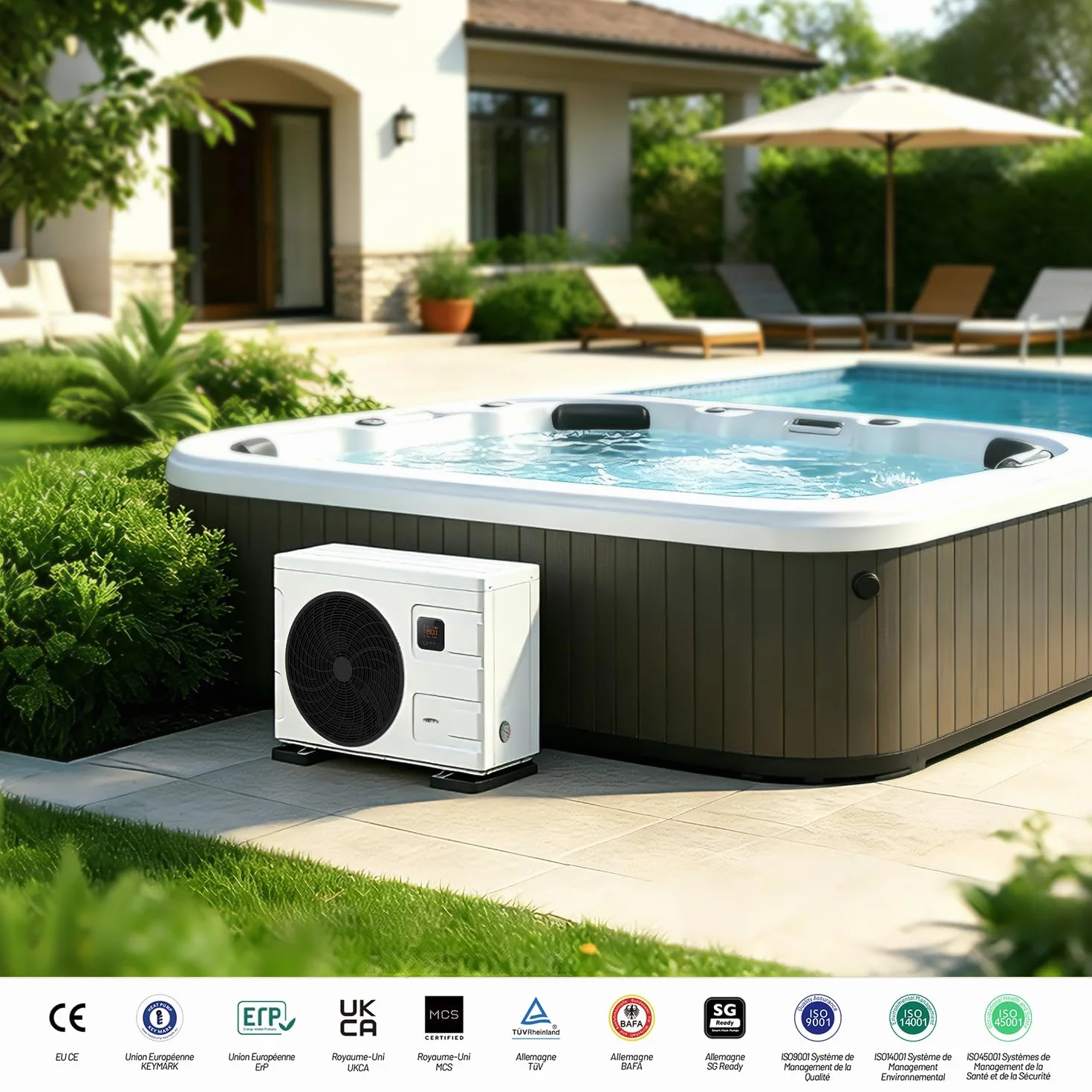 INVERBOOST Bomba De Calor para Piscina Inverter 9,5 kW, Cop 16, WiFi, Control por Voz