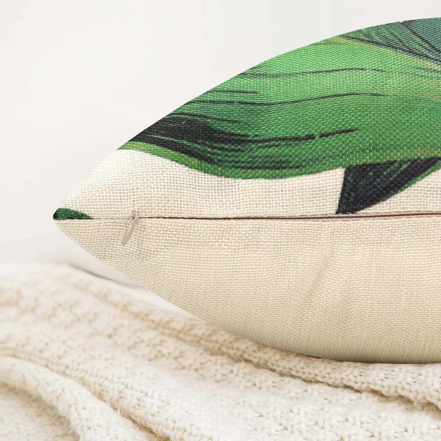 Fundas de Cojines Exterior 40x40cm Impermeable Plantas Tropicales Lino 4 Piezas
