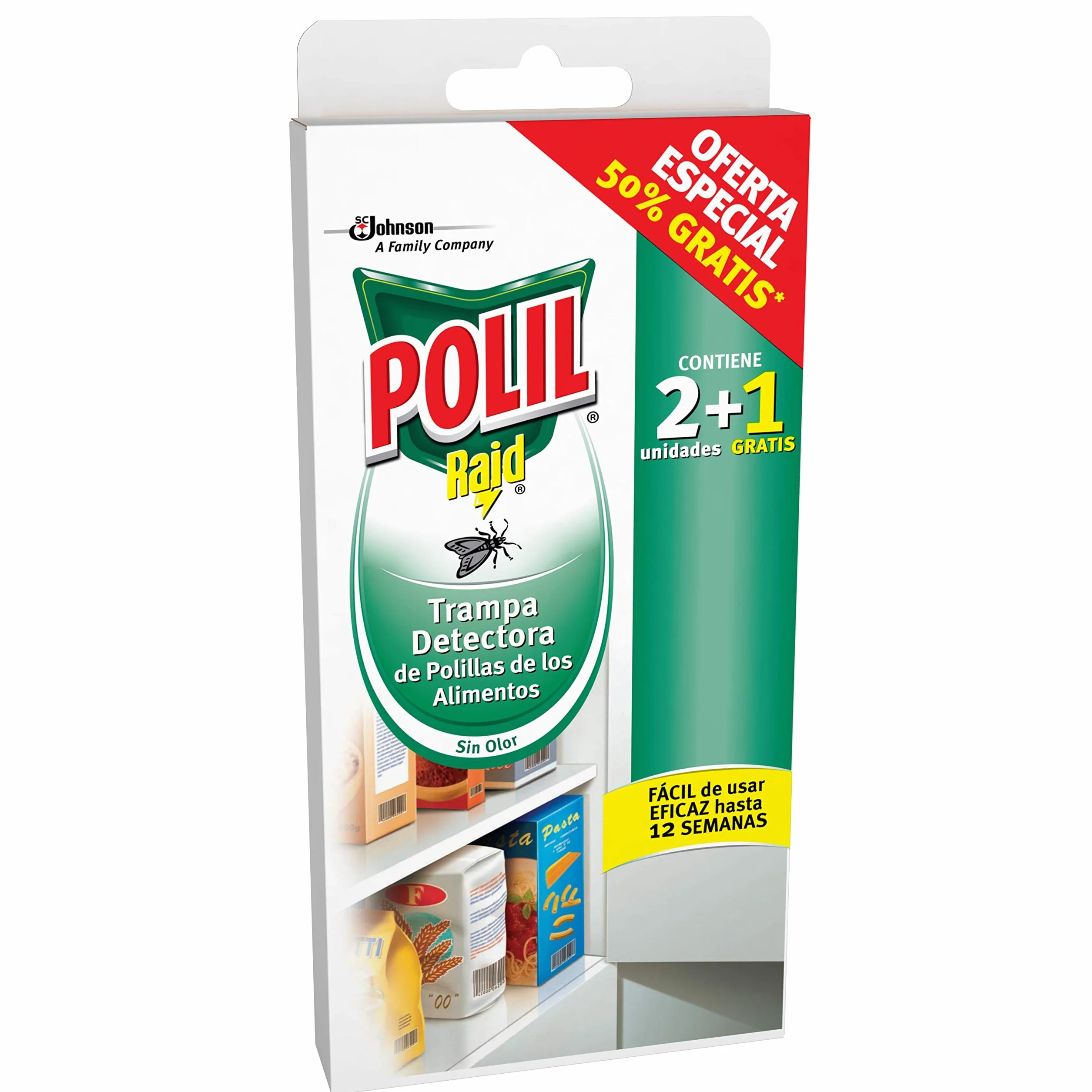 Polil Trampa Detectora de Polillas de los Alimentos, Eficaz hasta 12 Semanas, 2+1 Trampas