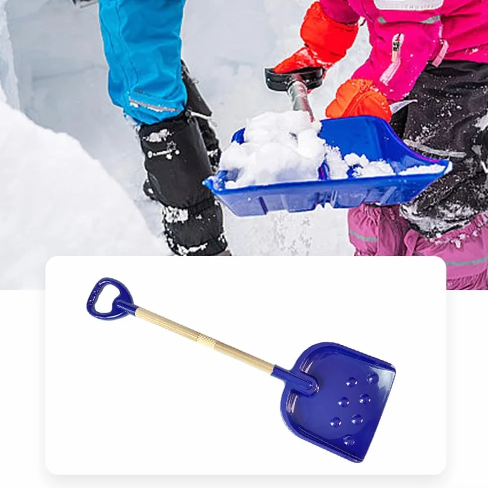 Pala de nieve para niños, pala de mango de madera, herramienta de longitud ajustable, equipo de invierno para niños, pala de plástico ligera, equipo de juego al aire libre, excavación de