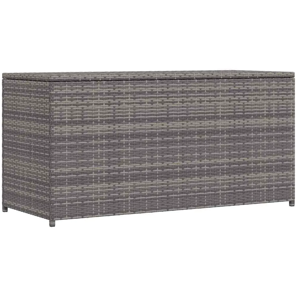 Caja para cojines de jardín gris 120 x 50 x 60 cm, de polirratán con bolsillo interior para cojines, cojines, mantas, cojines de asiento, juguetes y libros, resistente a la intemperie,