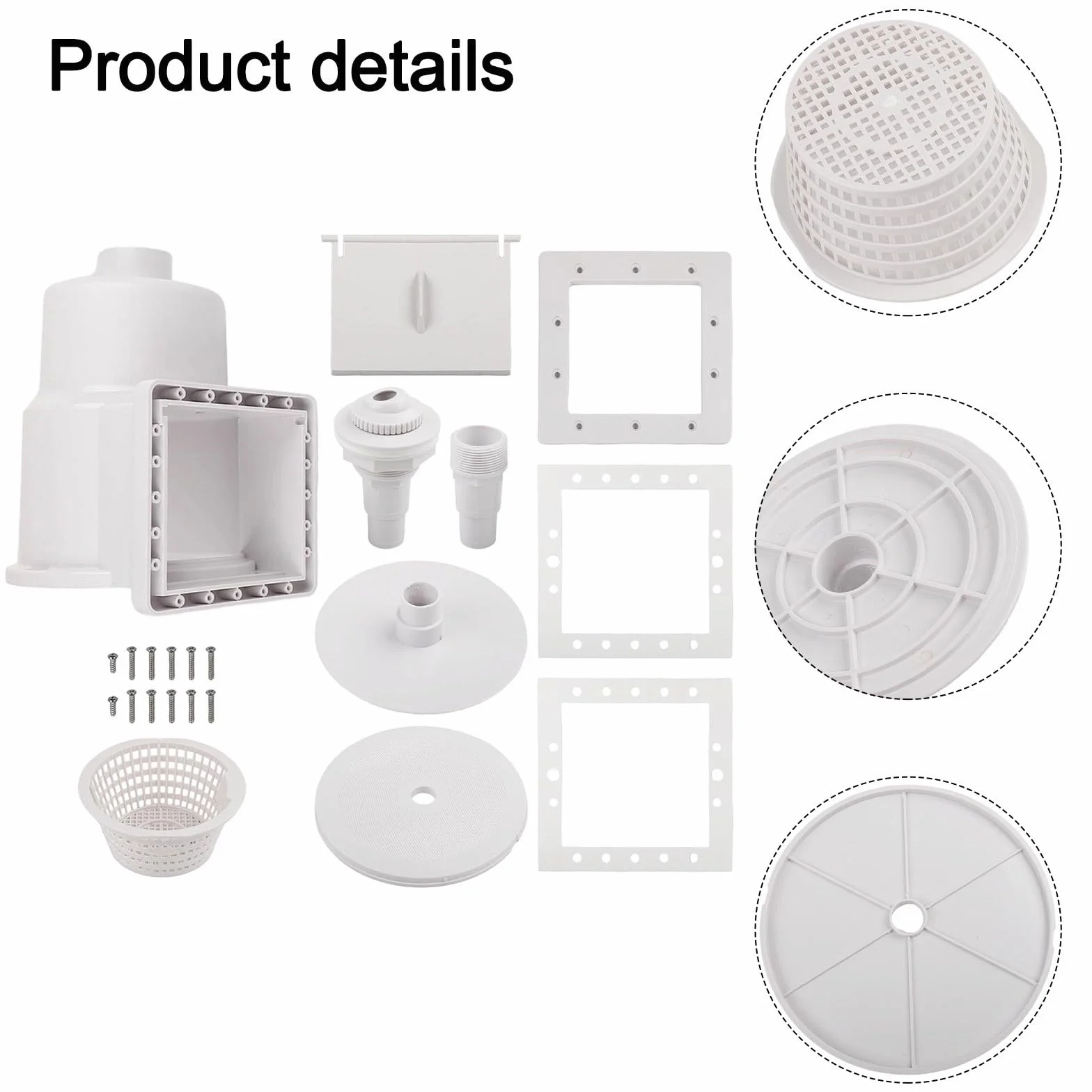 Skimmer de pared de piscina sobre el suelo de 6 pulgadas de repuesto para SP1091LX, ABS resistente a los rayos UV para limpiador de desechos de superficie con aspiradora y adaptador de manguera