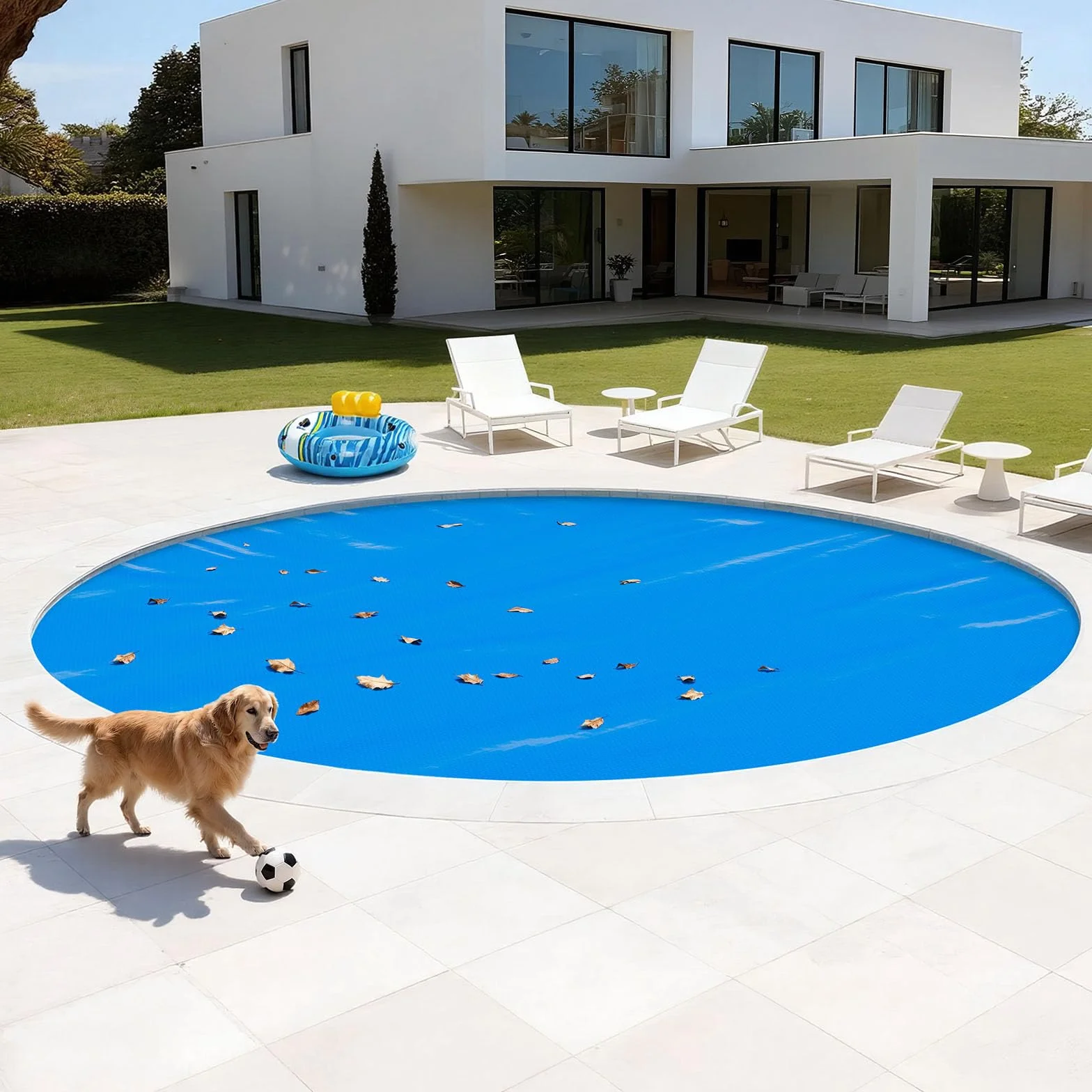 VEVOR Cubierta Solar Redonda para Piscina 8,23 m Diámetro 0,4 mm Azul Burbujas PE