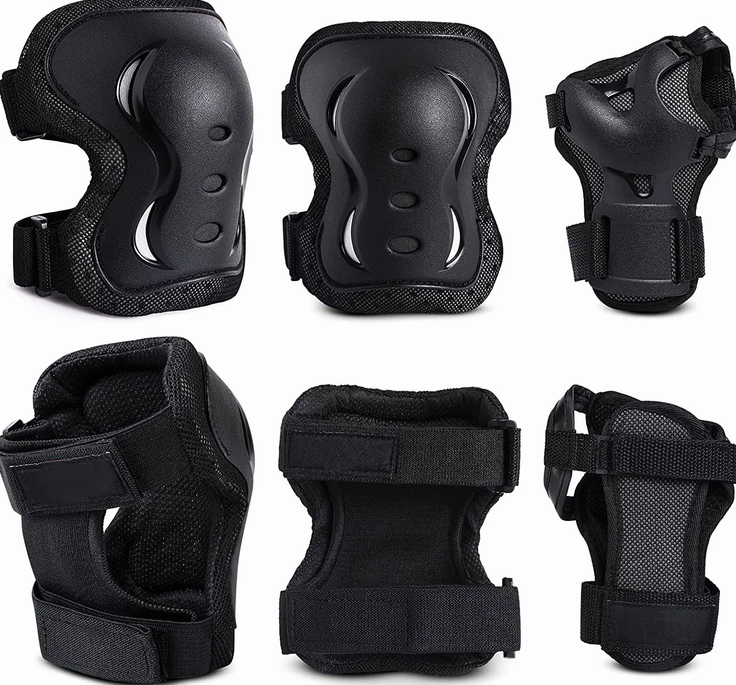Protecciones Patines Ajustables Rodilleras Coderas Muñequeras para Patinaje Ciclismo Monopatín Bicicleta Skate