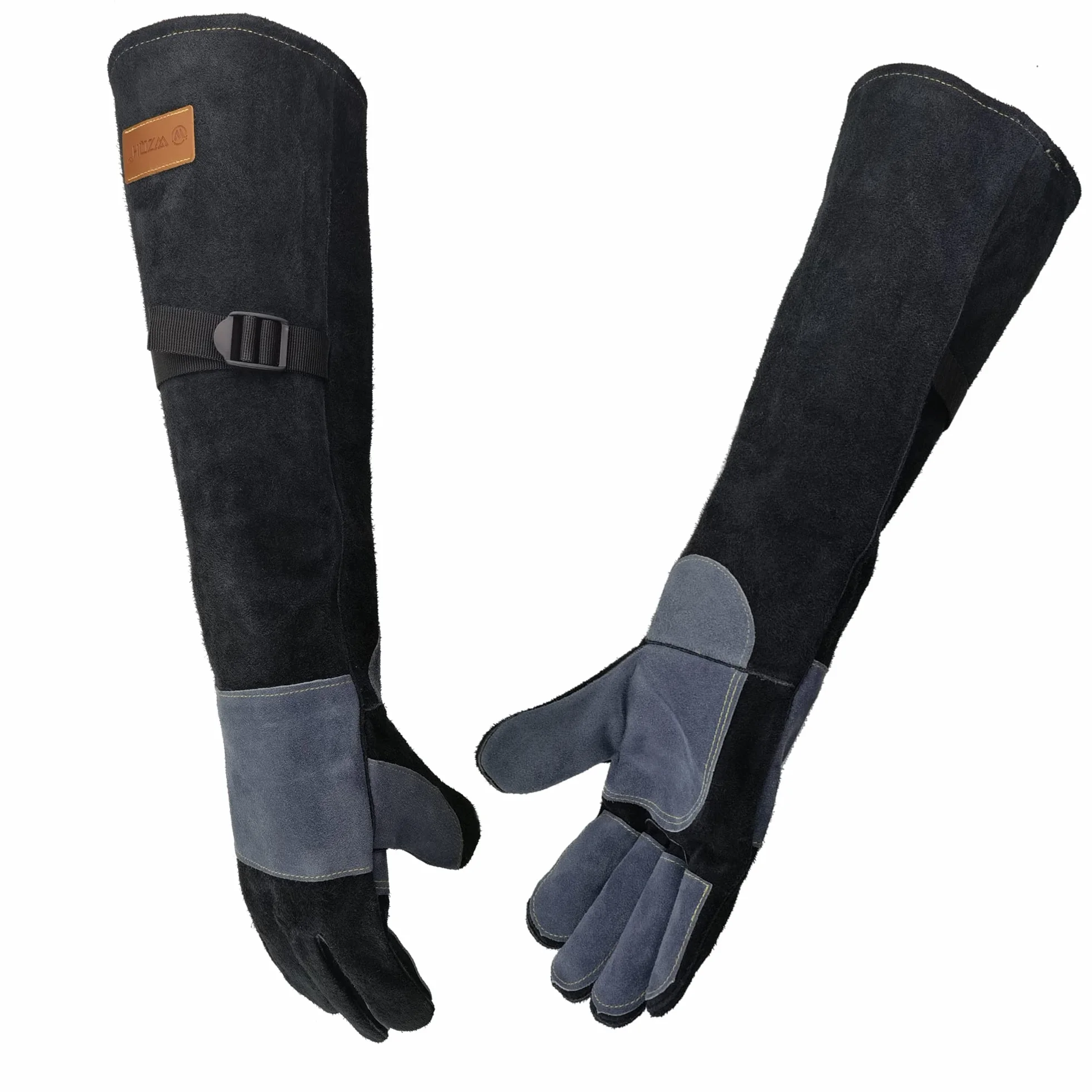 Guantes Manejo Animales Cuero 60 cm Anti Mordida Anti Espinas XL Atrapar Reptiles