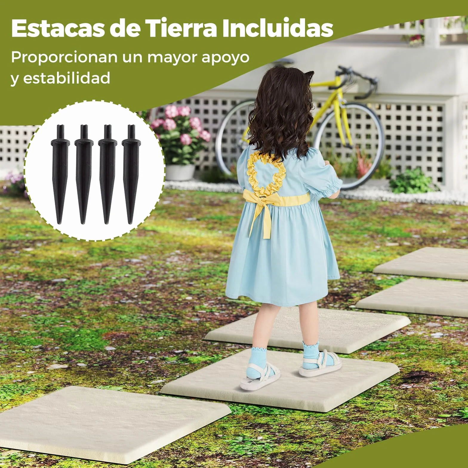 COSTWAY 16 Peldaños Piedras Decorativas para Pasarelas de Jardín, Pavimento Exterior, Beige 39,5 x 39,5 cm