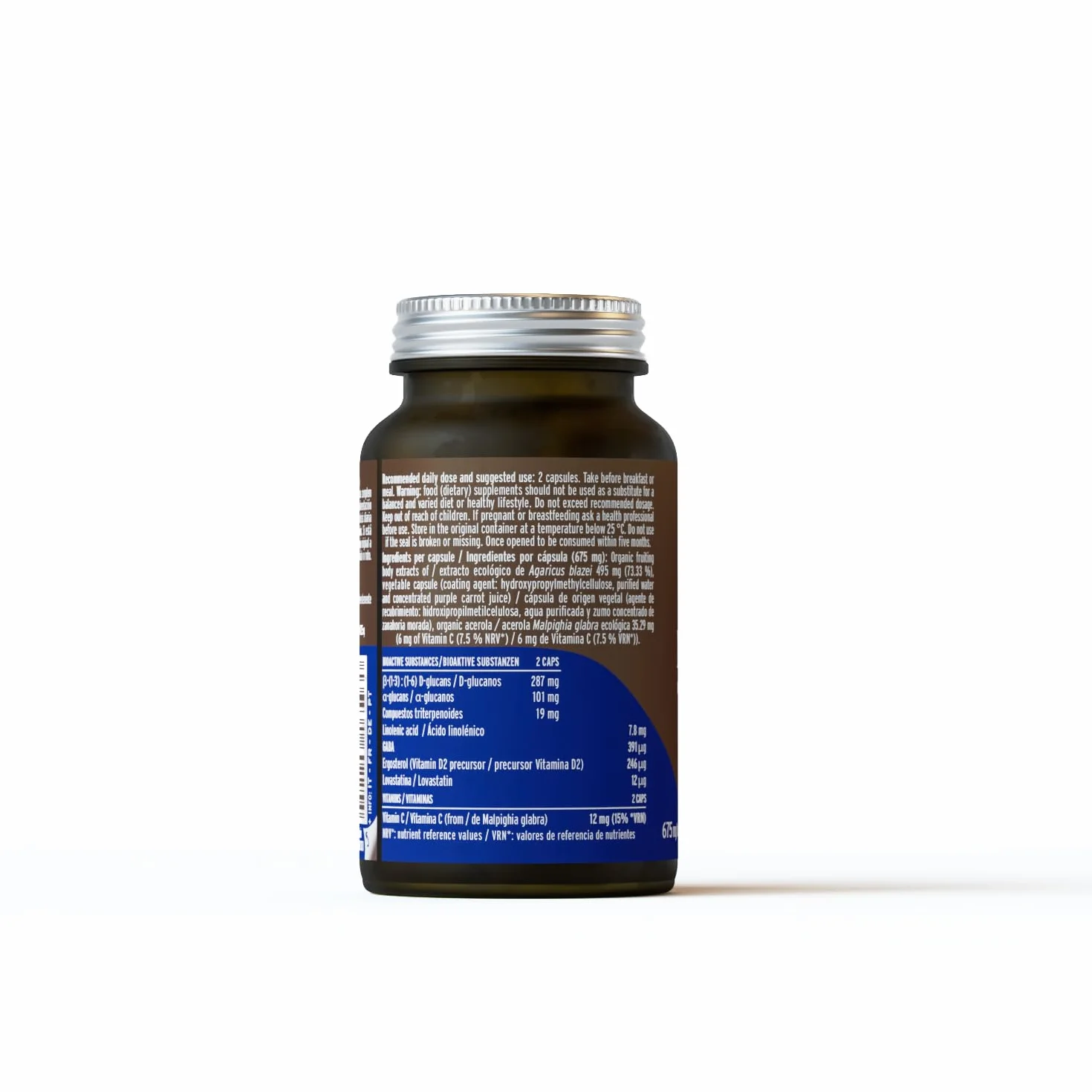 HIFAS DA TERRA Mico-Sol Extracto Puro de Champiñón de Sol + Vitamina C natural - 70 Cápsulas