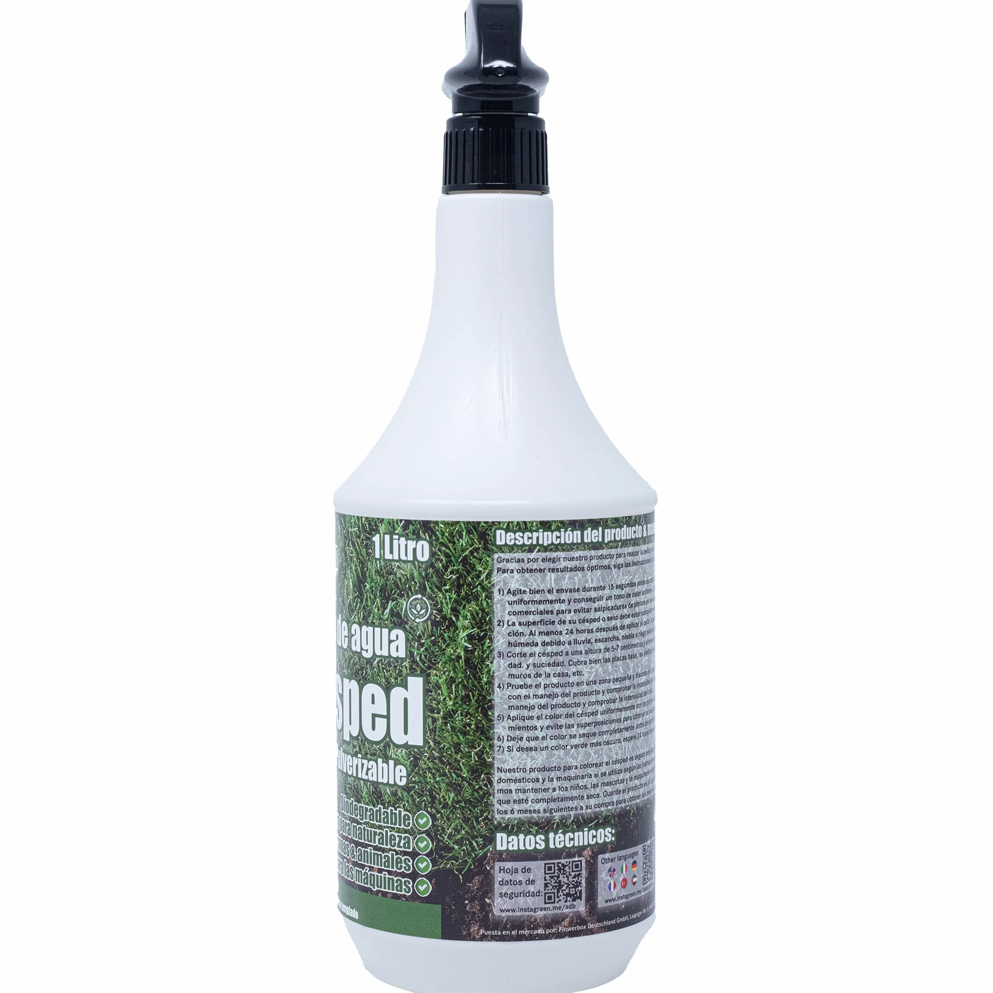 Pintura para césped y setos biodegradable 1 litro pulverizador
