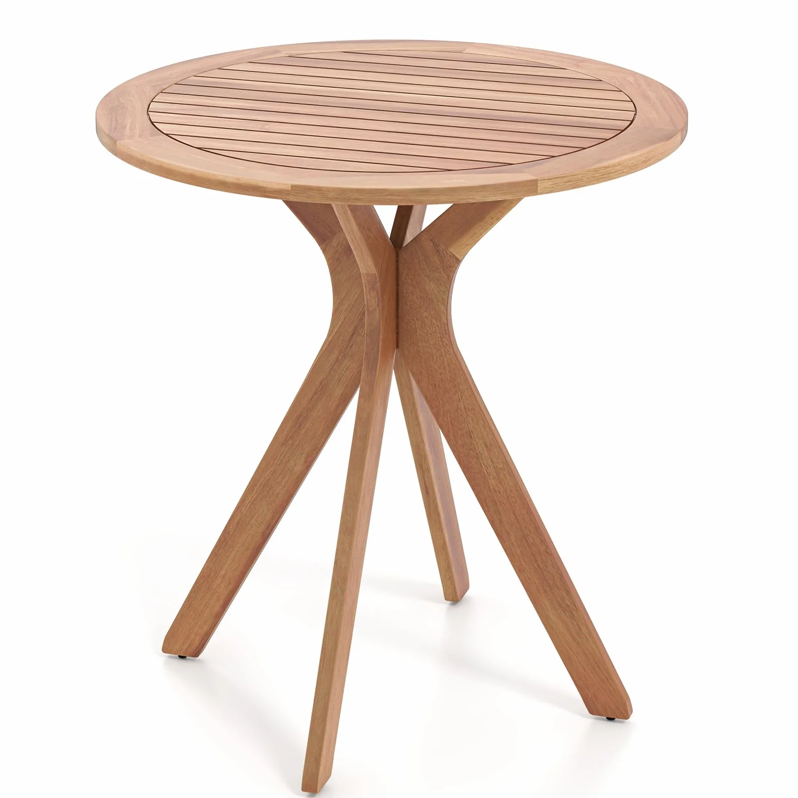 COSTWAY Mesa Auxiliar de Madera para Patio, Mesa de Jardín Redonda de 70 cm con Base de X, Mesa Auxiliar de Café para Jardín, Patio, Sala de Estar
