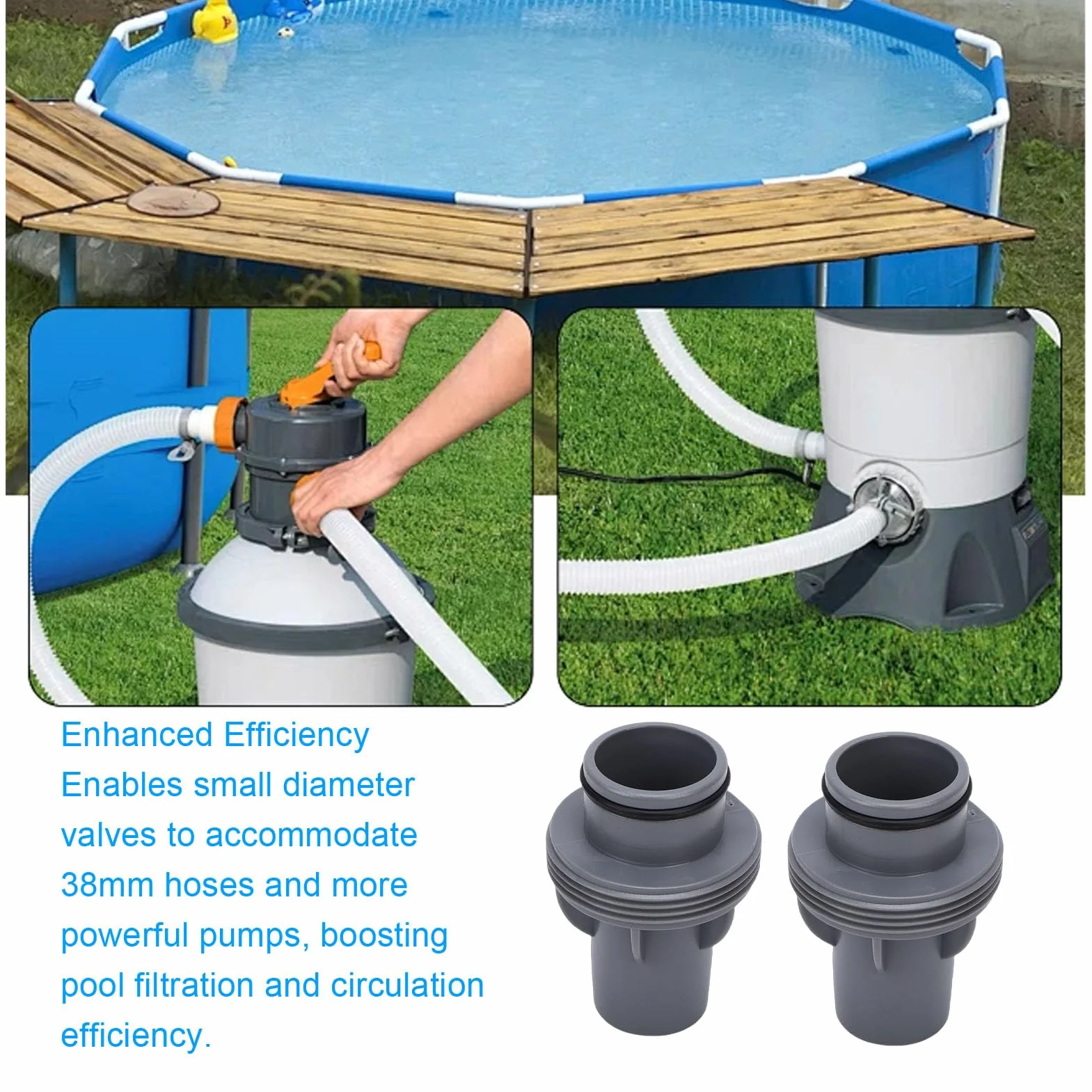 Adaptador de Manguera de Piscina de 2 Piezas Apto para P6916 Adaptador de Manguera de Bomba de Filtro de Piscina de plástico de Buen Sellado de 1,5 Pulgadas E