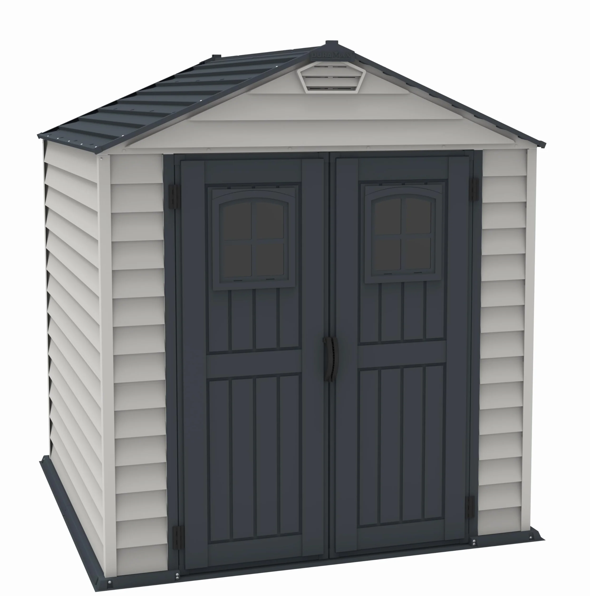 STOREMAX PLUS 7X7 Duramax caseta cobertizo jardín resina PVC gris antracita 2.1x2.1x2.3m suelo