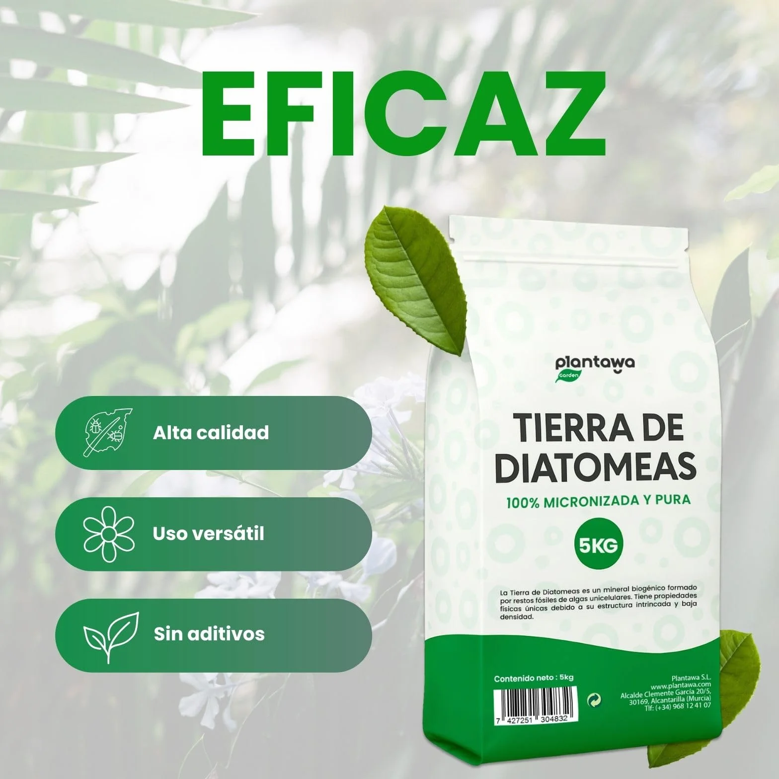 PLANTAWA Tierra de Diatomeas 5 kg Polvo Ultrafino Alta Pureza Materia Prima Natural