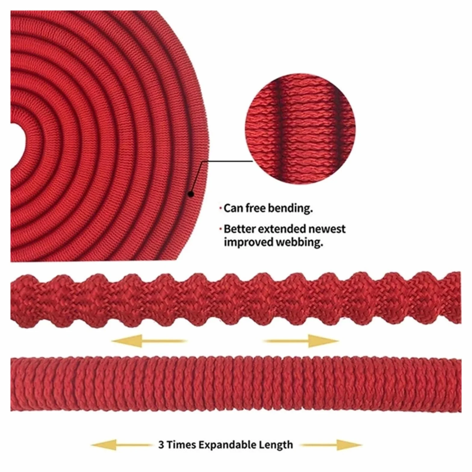 SBTRKT Manguera for Agua de jardín, Conector de Metal Doble expandible, Carrete de PVC de Alta presión, tuberías de Agua mágicas for riego de Granja y jardín(Red,17FT-5M)