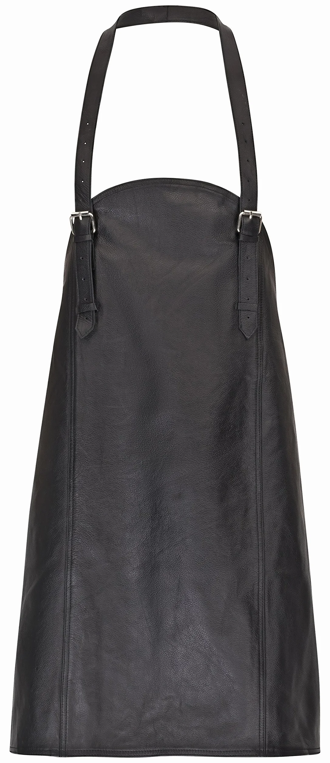 DESERMO Delantal de piel con cuello ajustable y banda abdominal | Delantal de piel de alta calidad de 100% piel auténtica | Delantal para barbacoa con forro en la parte trasera para mujeres y hombres,