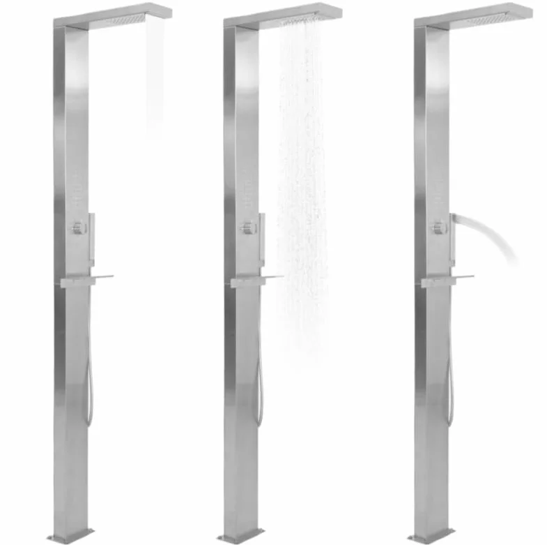 vidaXL Ducha Exterior Acero Inoxidable Curvado Juego Completo